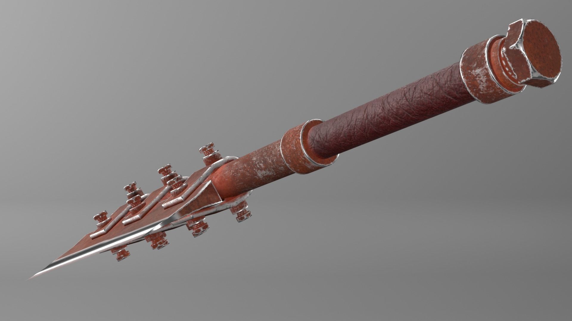 Post-apocalyptic homemade one-handed short hatchet 3D model_5