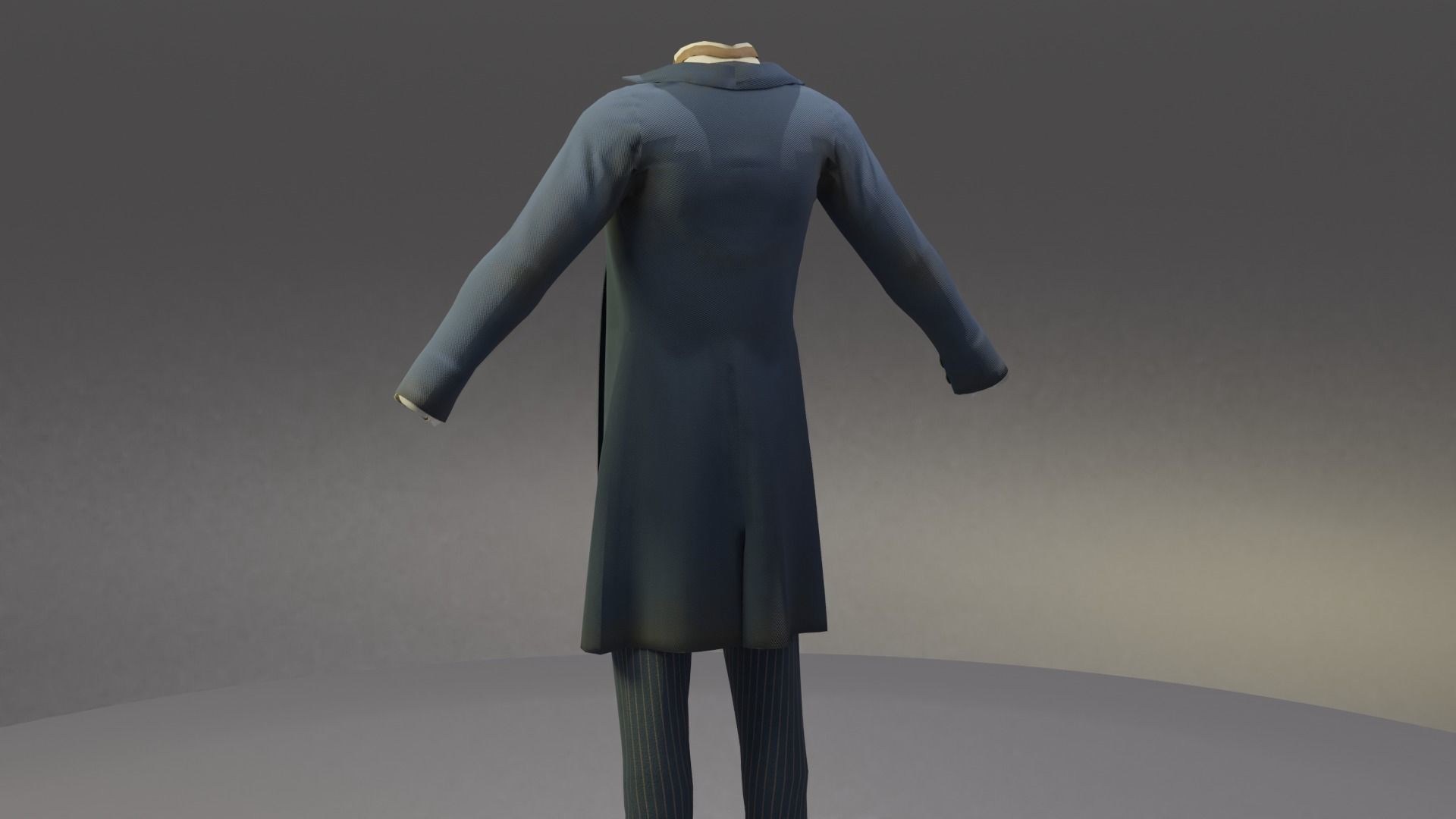 Victorian Man Suite and hat Low-poly 3D model_4