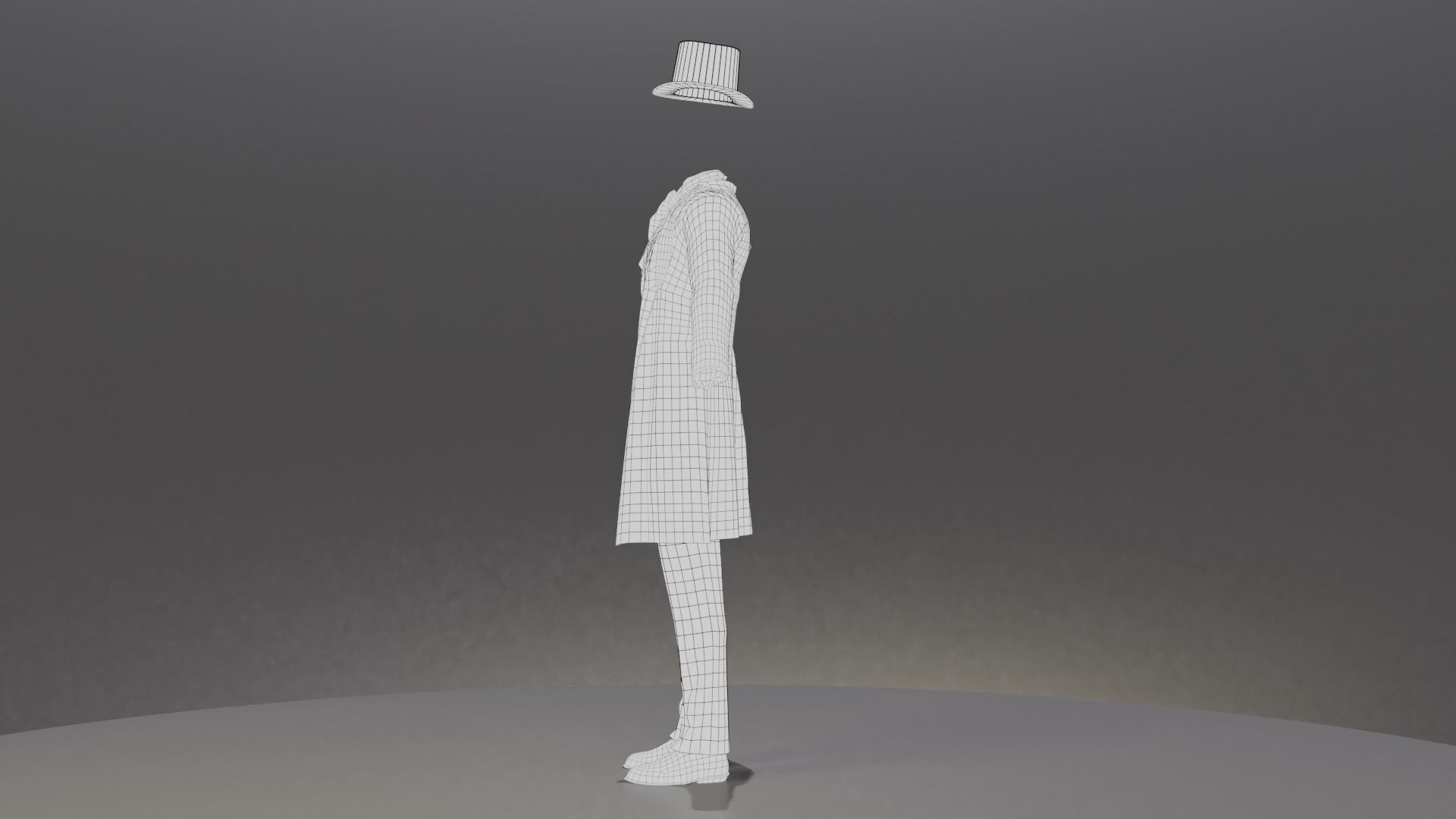Victorian Man Suite and hat Low-poly 3D model_17