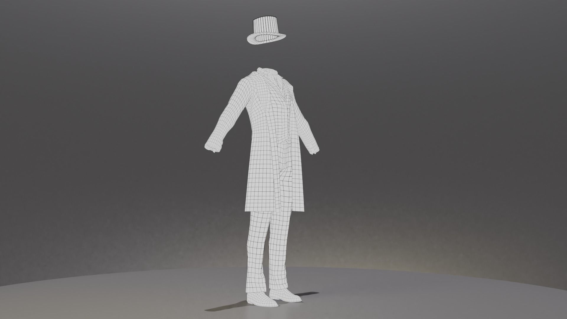 Victorian Man Suite and hat Low-poly 3D model_18