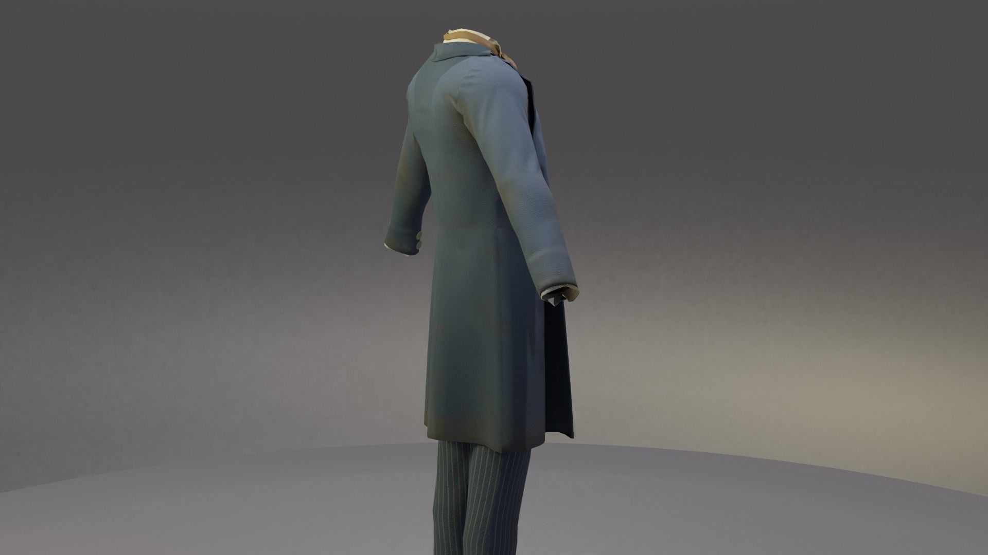 Victorian Man Suite and hat Low-poly 3D model_6