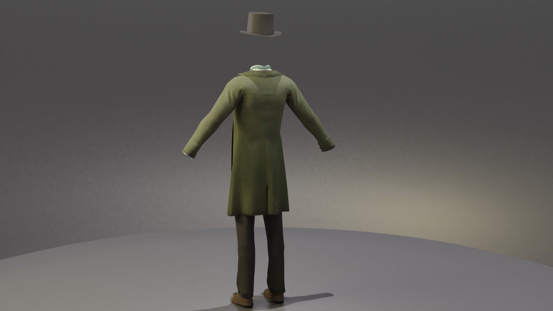 Victorian Man Suite and hat Low-poly 3D model_7