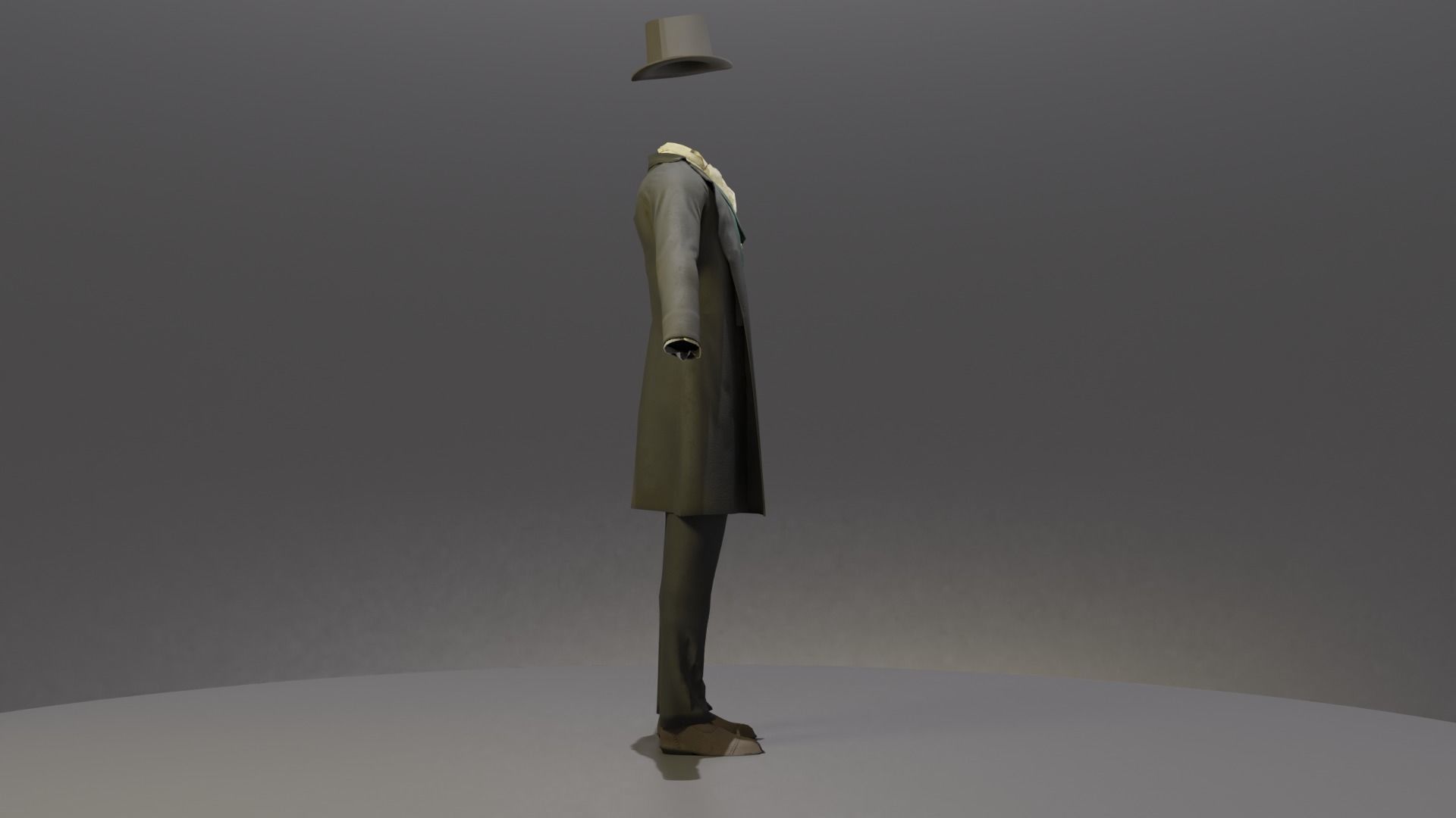 Victorian Man Suite and hat Low-poly 3D model_14