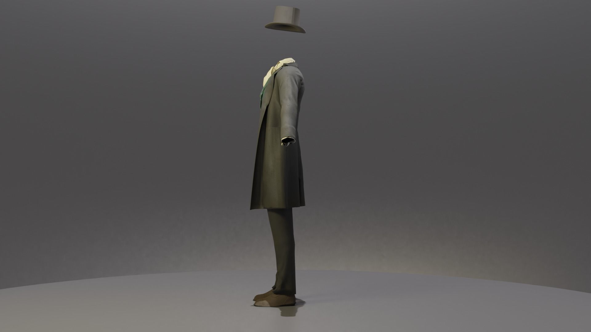 Victorian Man Suite and hat Low-poly 3D model_8