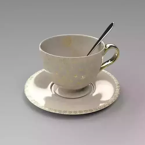 Tea Cup with spoon 3D model