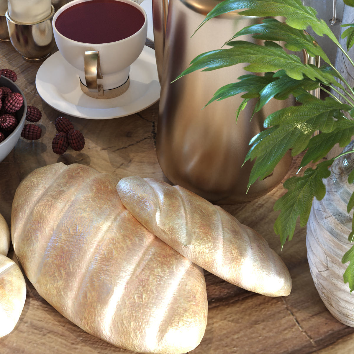 Decoration of breakfast set 029 Low-poly 3D model_3