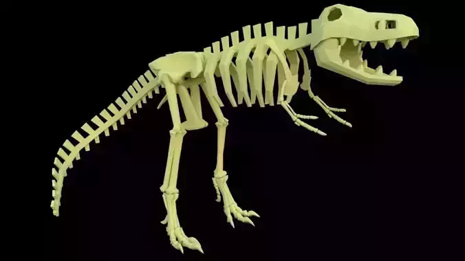 Lowpoly Trex t rex skeleton Free low-poly 3D model