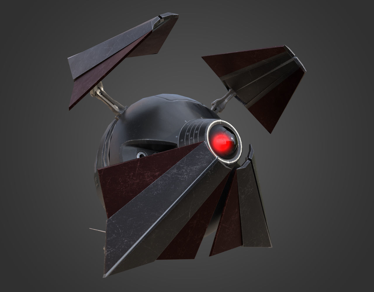 Sci-Fi Enemy Drone Low-poly 3D model_7