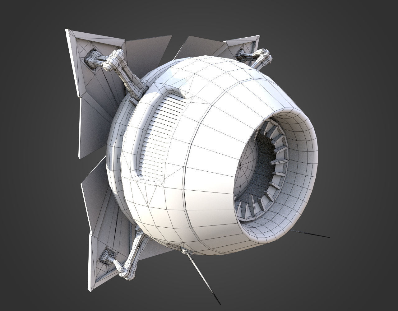 Sci-Fi Enemy Drone Low-poly 3D model_9