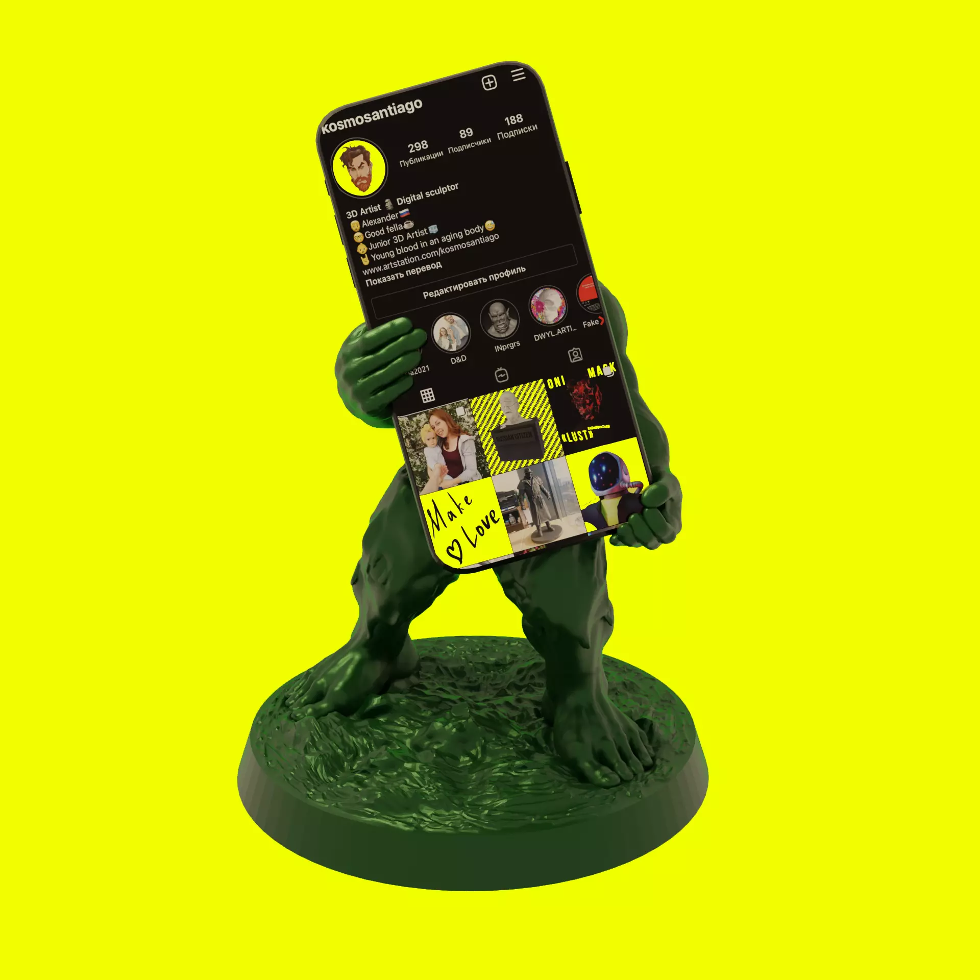 Hulk Phone Stand Free 3D print model_0