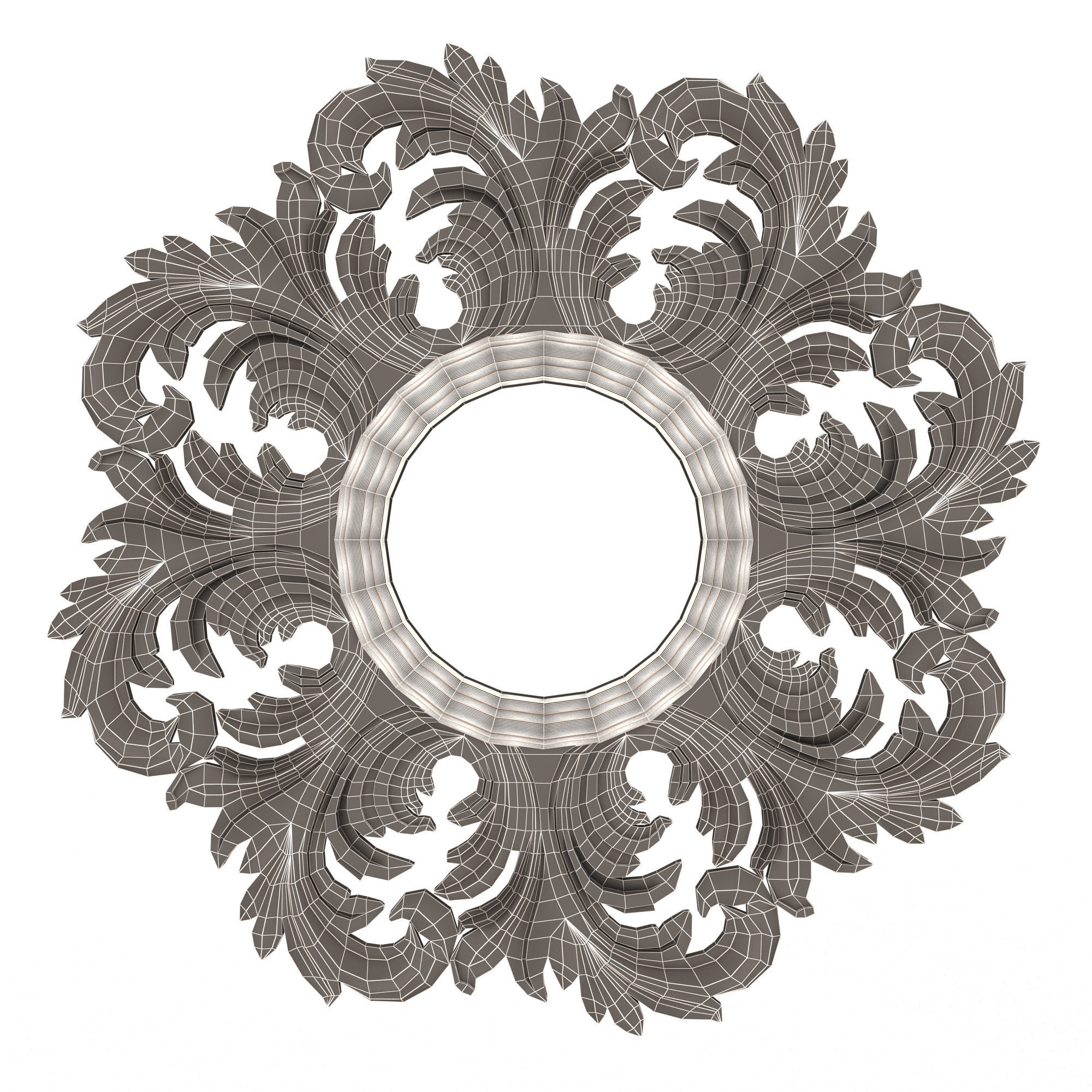 Classic Round Mirror Low-poly 3D model_12