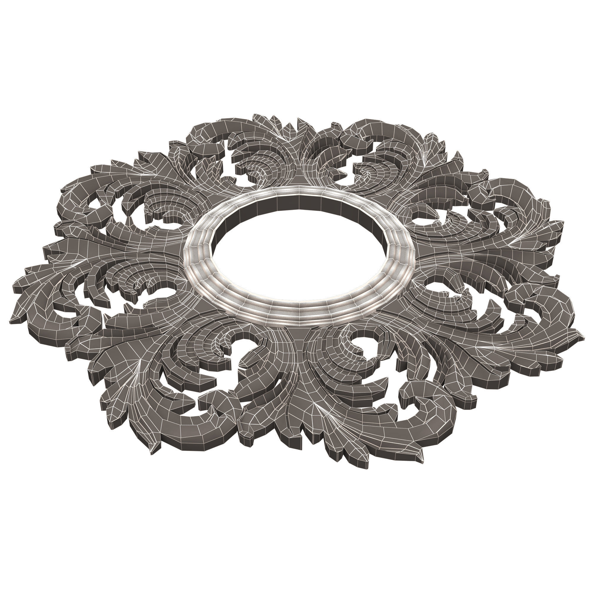 Classic Round Mirror Low-poly 3D model_17