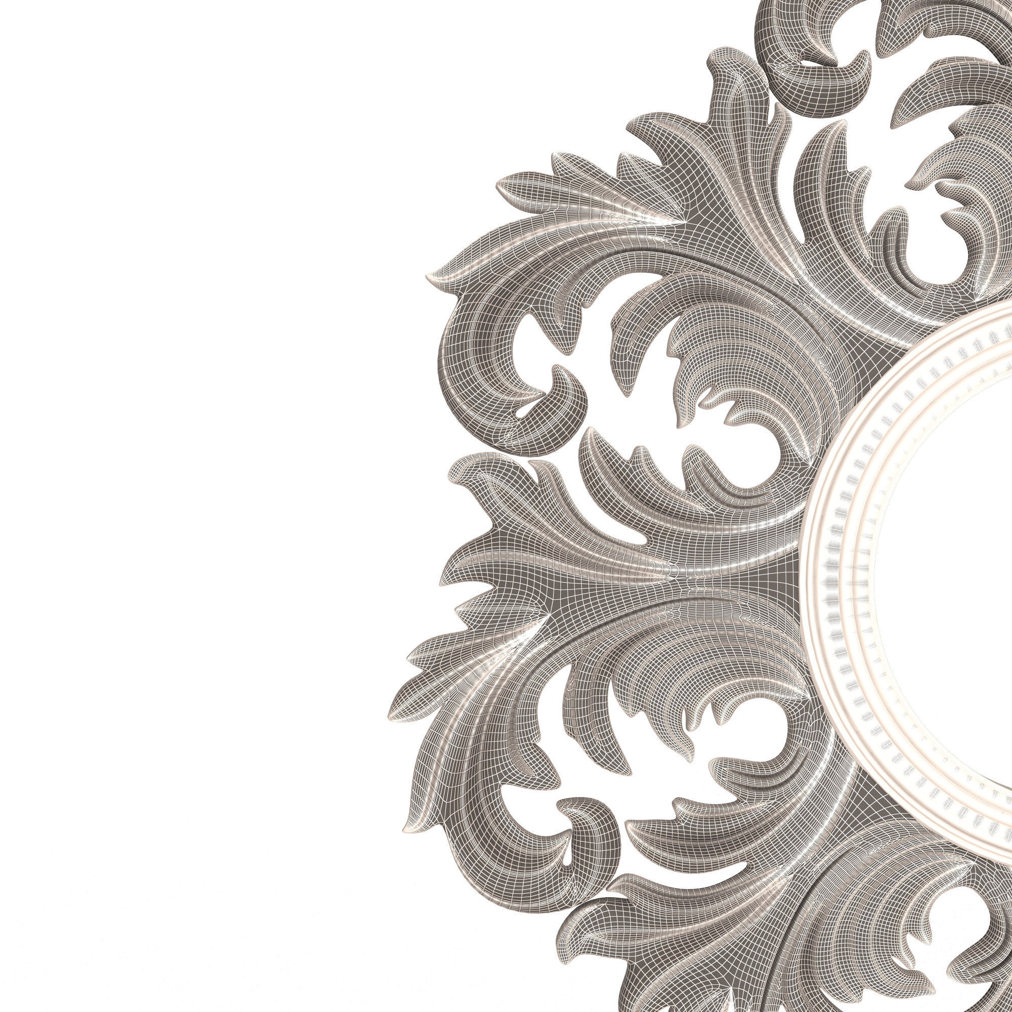 Classic Round Mirror Low-poly 3D model_9