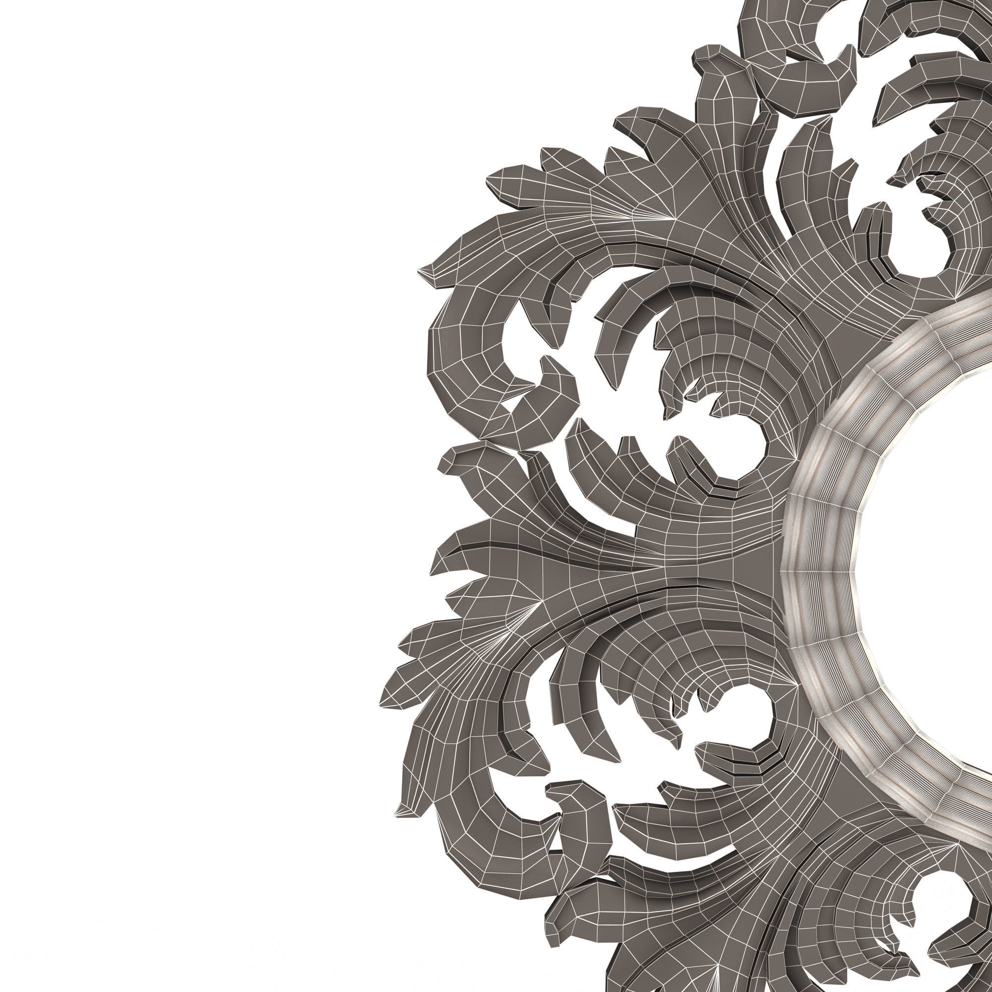 Classic Round Mirror Low-poly 3D model_15