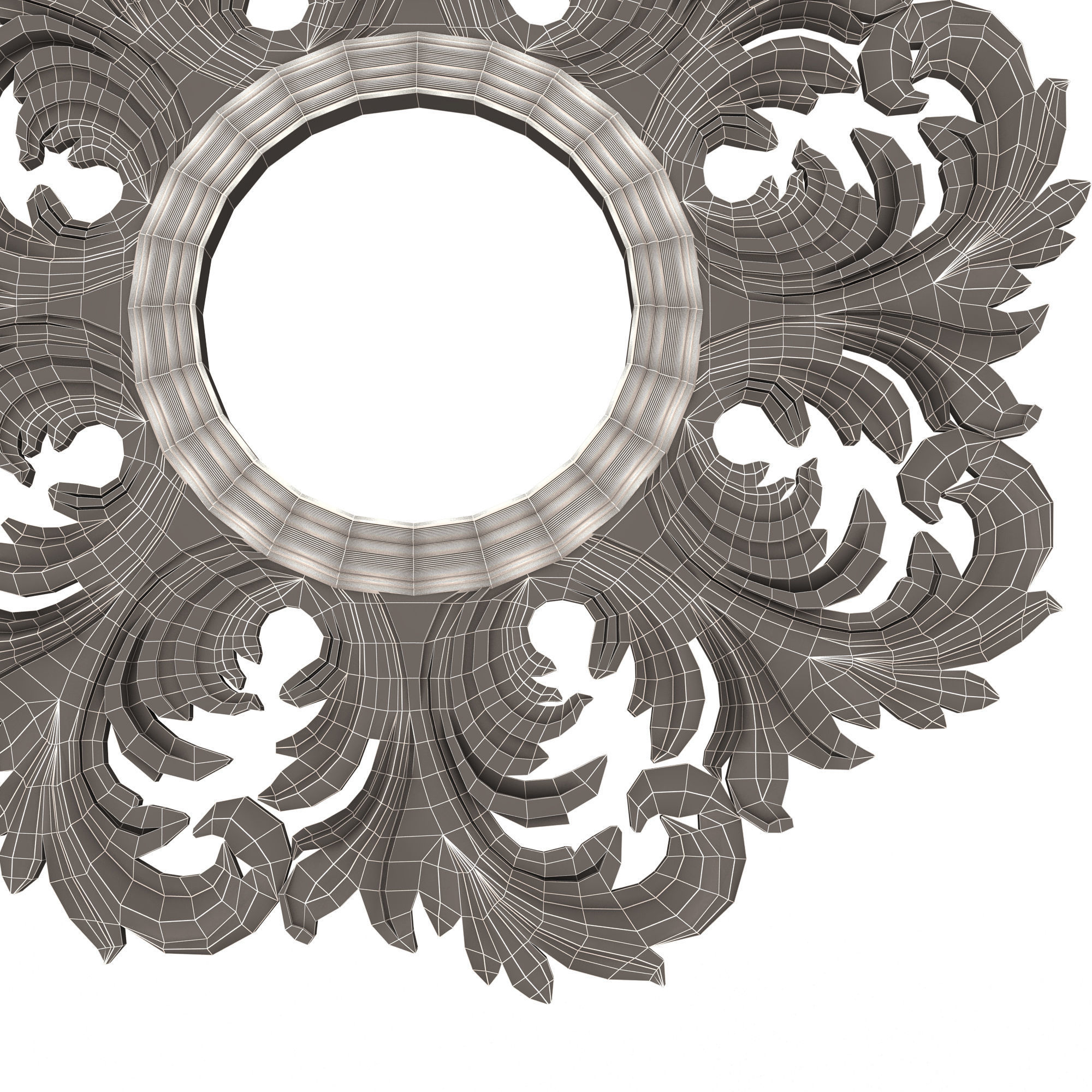 Classic Round Mirror Low-poly 3D model_16