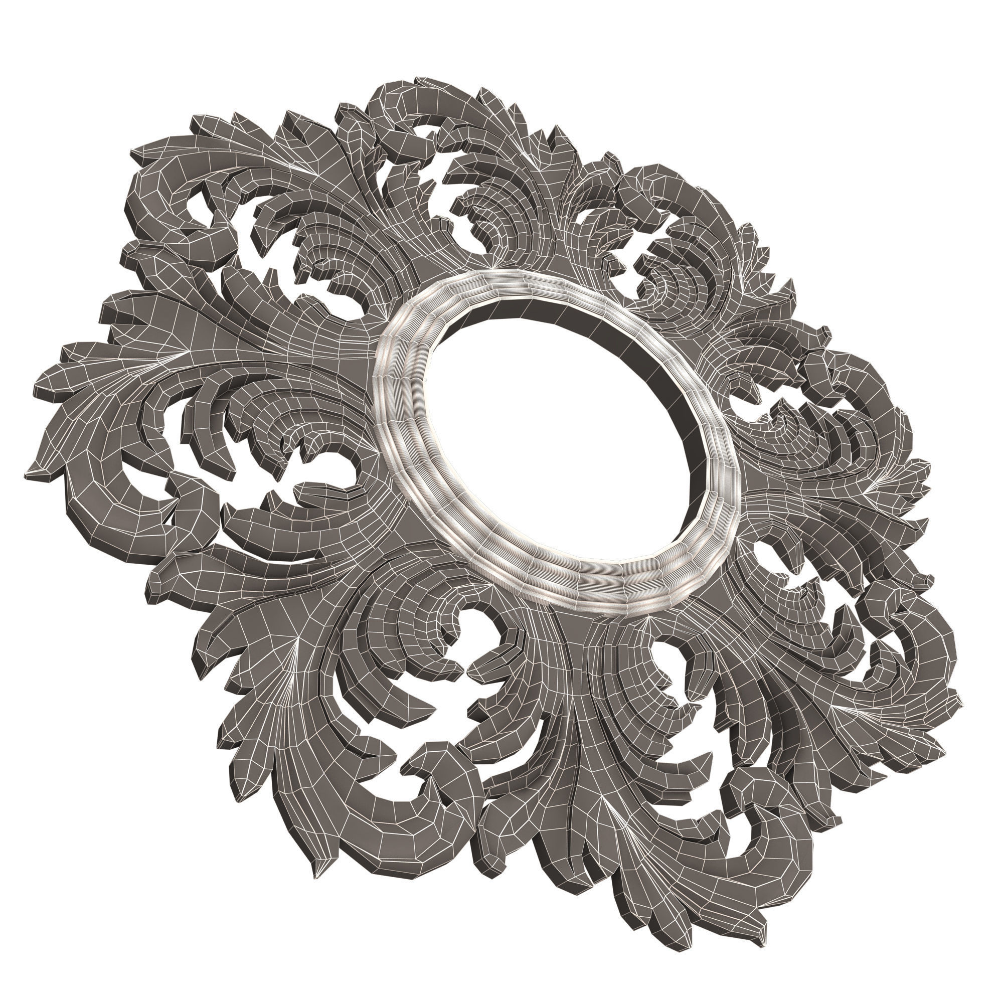 Classic Round Mirror Low-poly 3D model_13