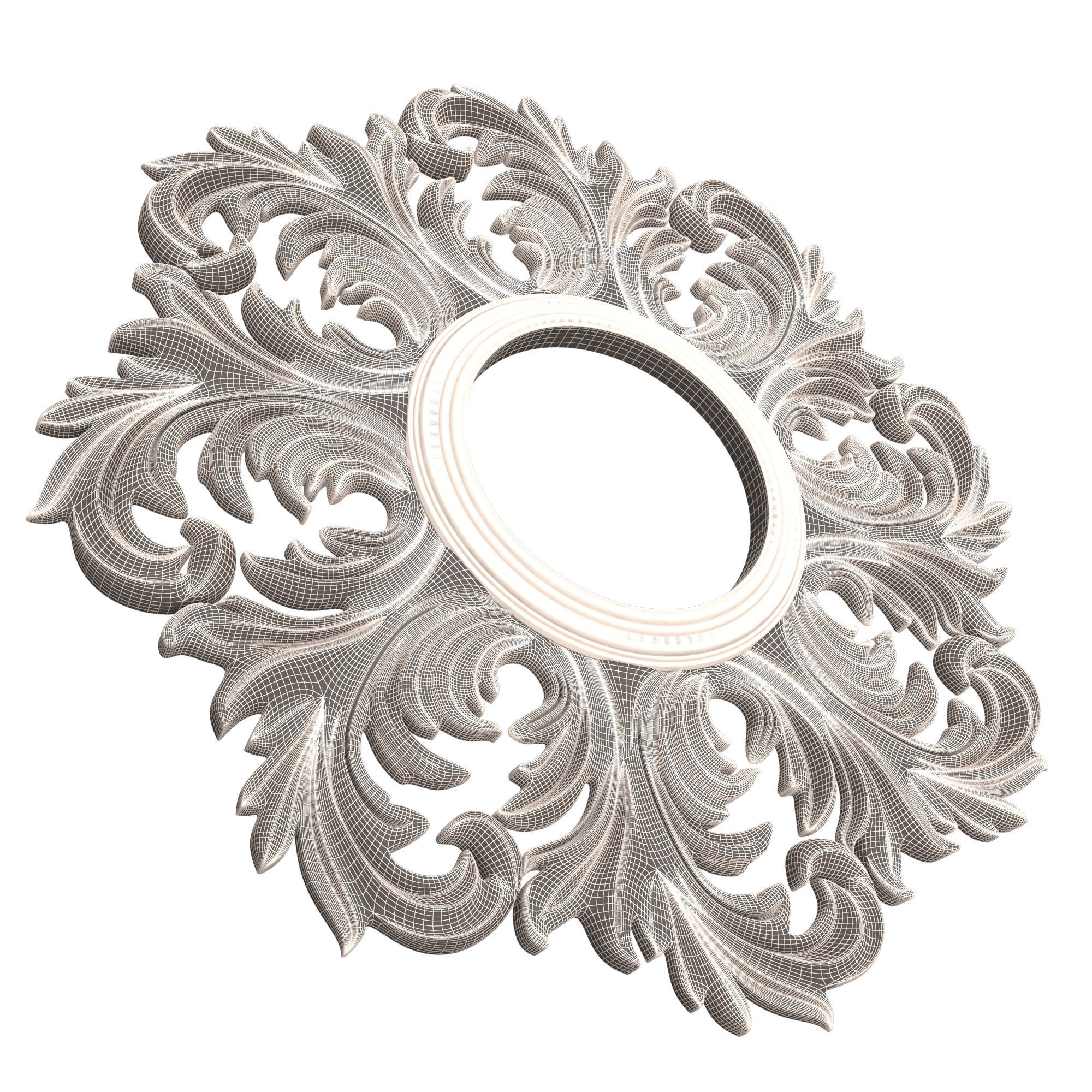 Classic Round Mirror Low-poly 3D model_7