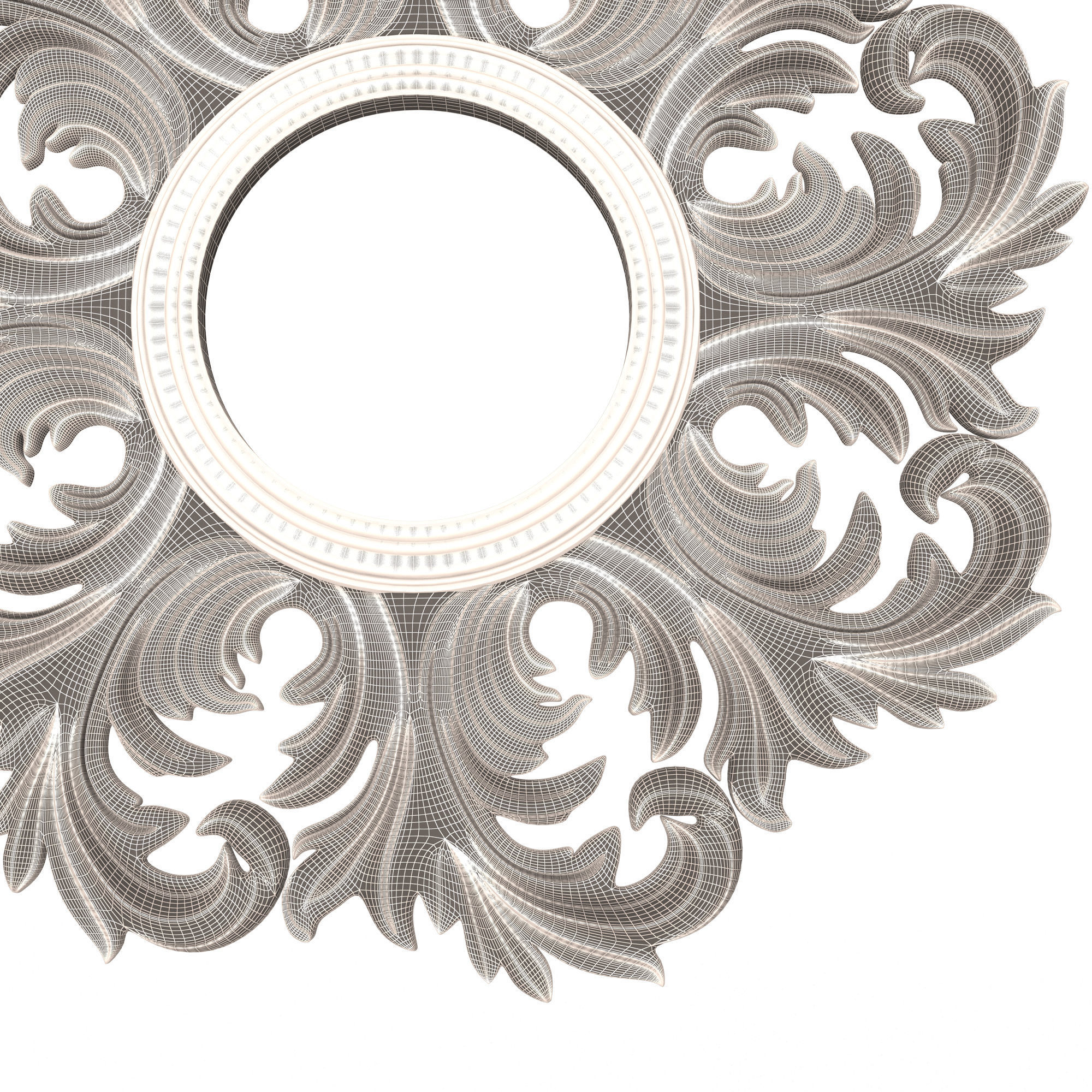 Classic Round Mirror Low-poly 3D model_10