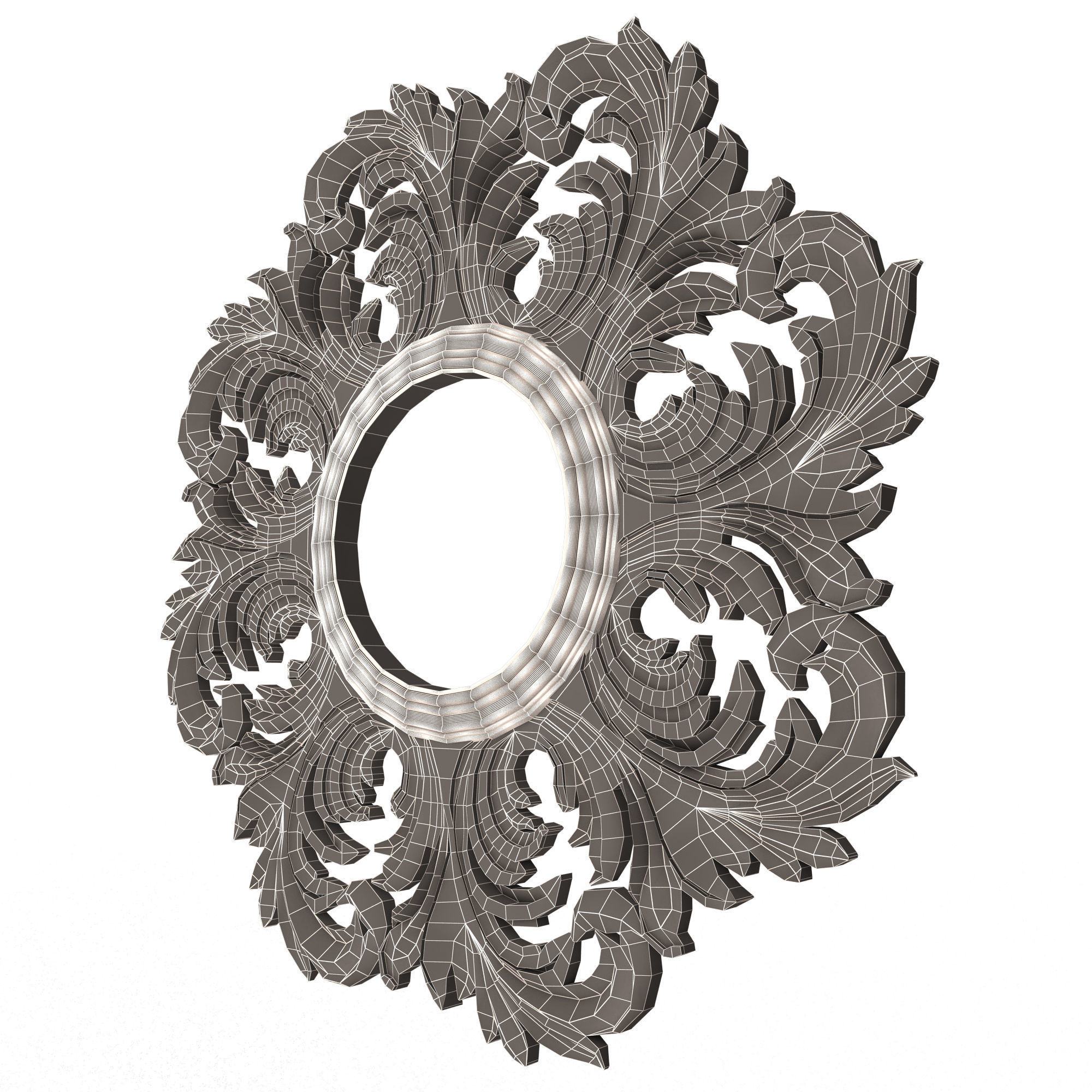 Classic Round Mirror Low-poly 3D model_14