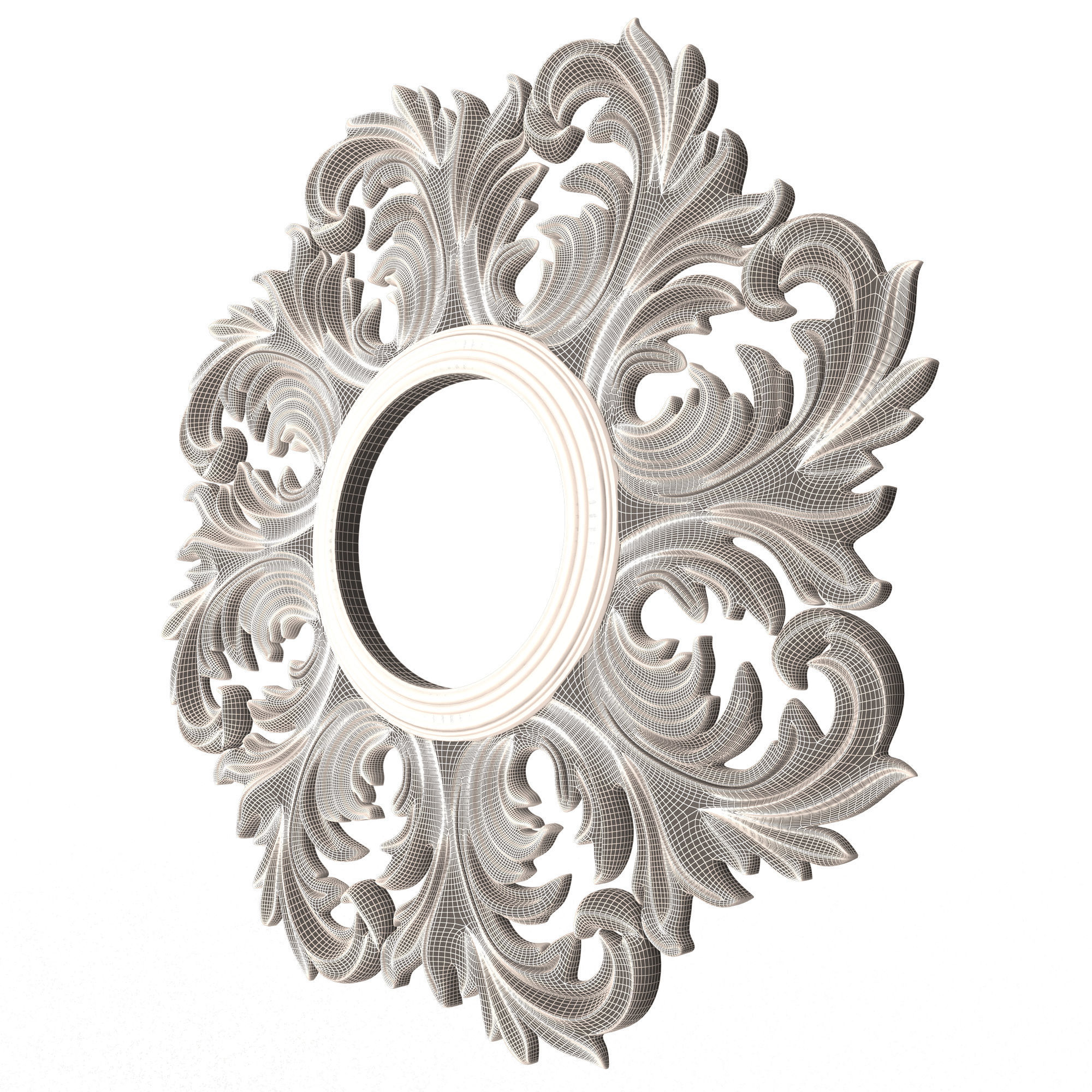 Classic Round Mirror Low-poly 3D model_8