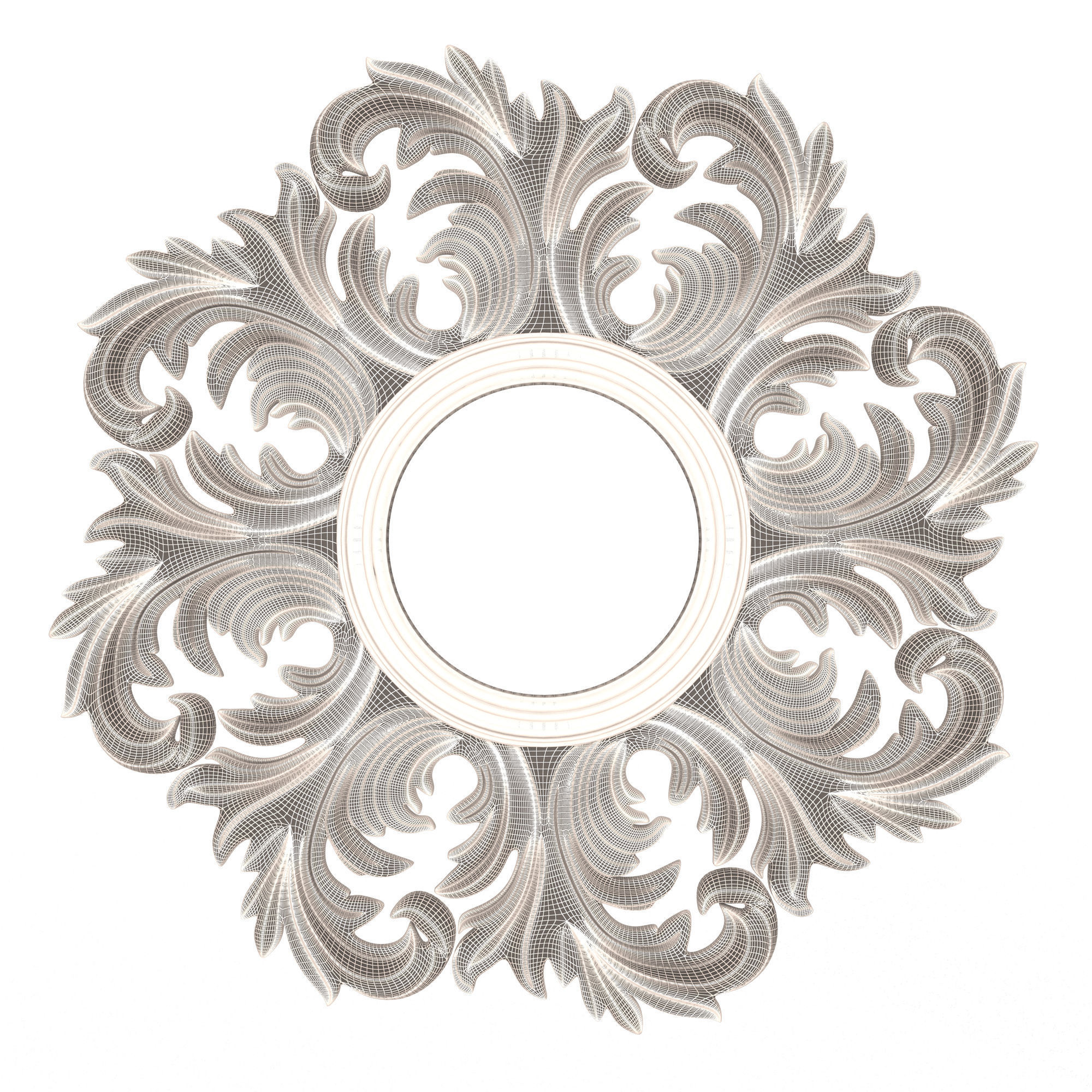 Classic Round Mirror Low-poly 3D model_6