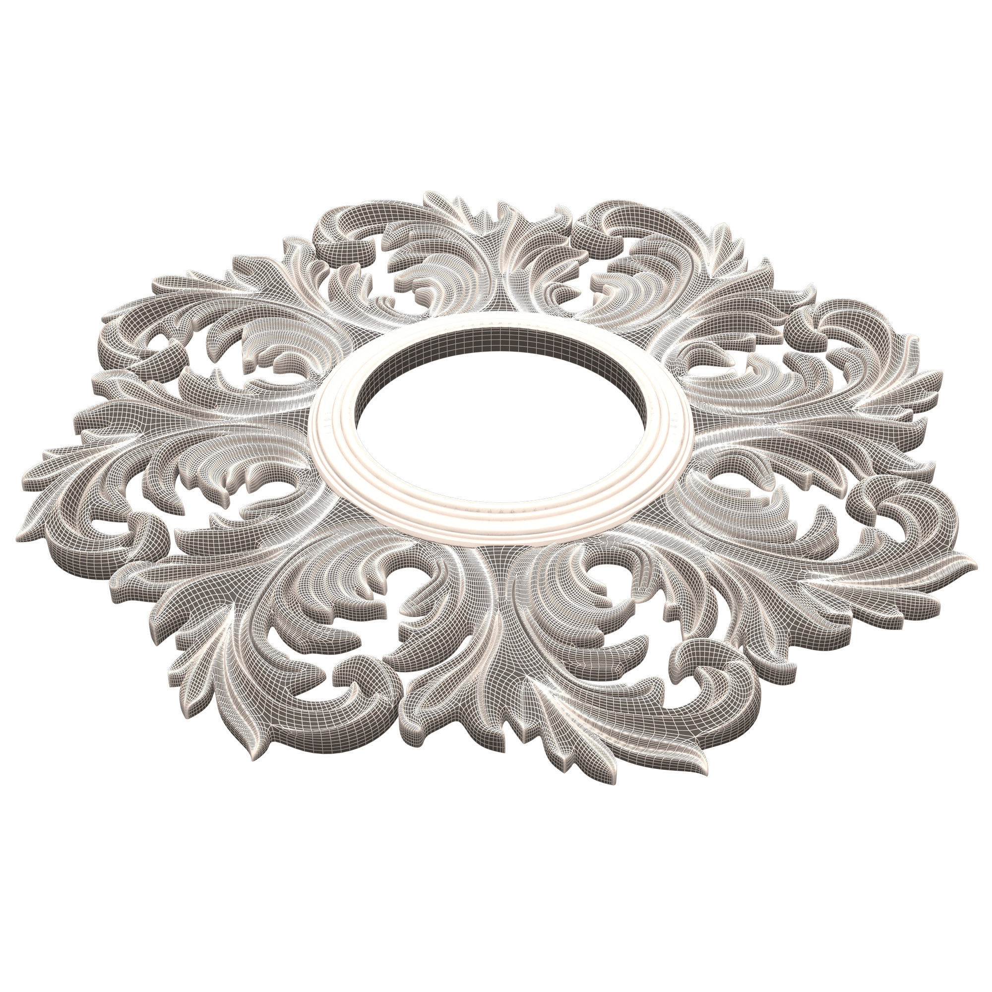 Classic Round Mirror Low-poly 3D model_11