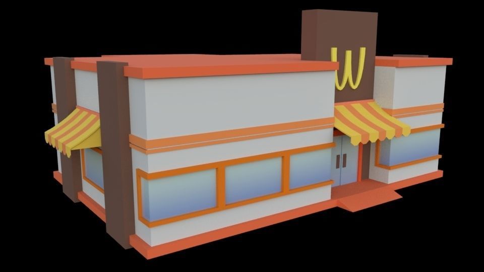 Low poly resturant Low-poly 3D model_3