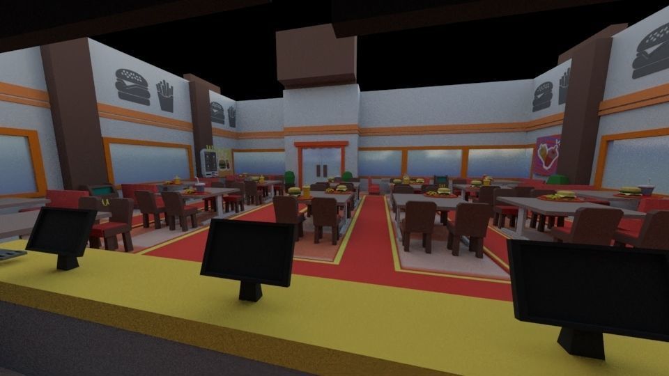 Low poly resturant Low-poly 3D model_2