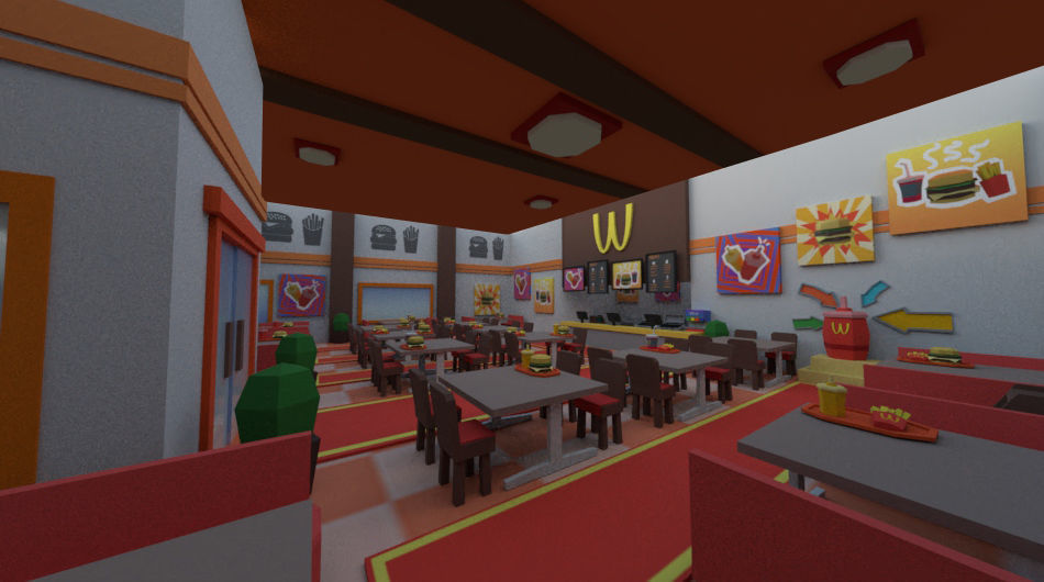 Low poly resturant Low-poly 3D model_1
