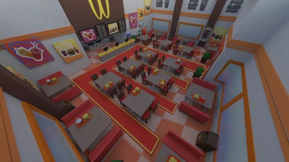 Low poly resturant Low-poly 3D model_0