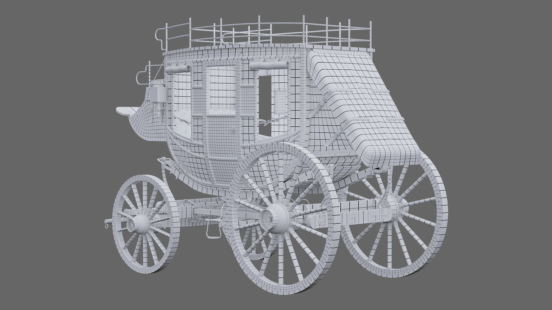 Stagecoach horse drawn carriage 3D model_13