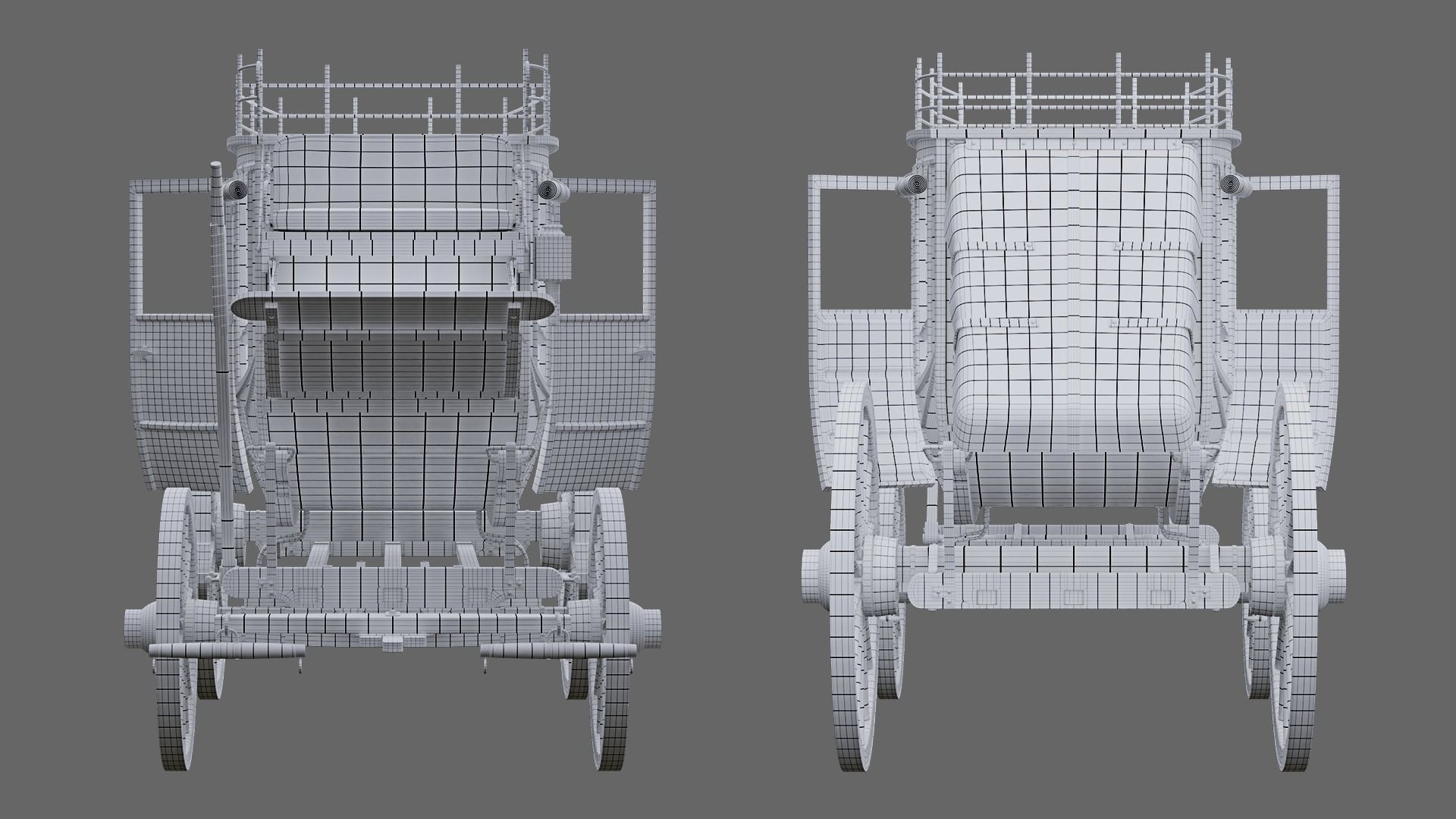 Stagecoach horse drawn carriage 3D model_17