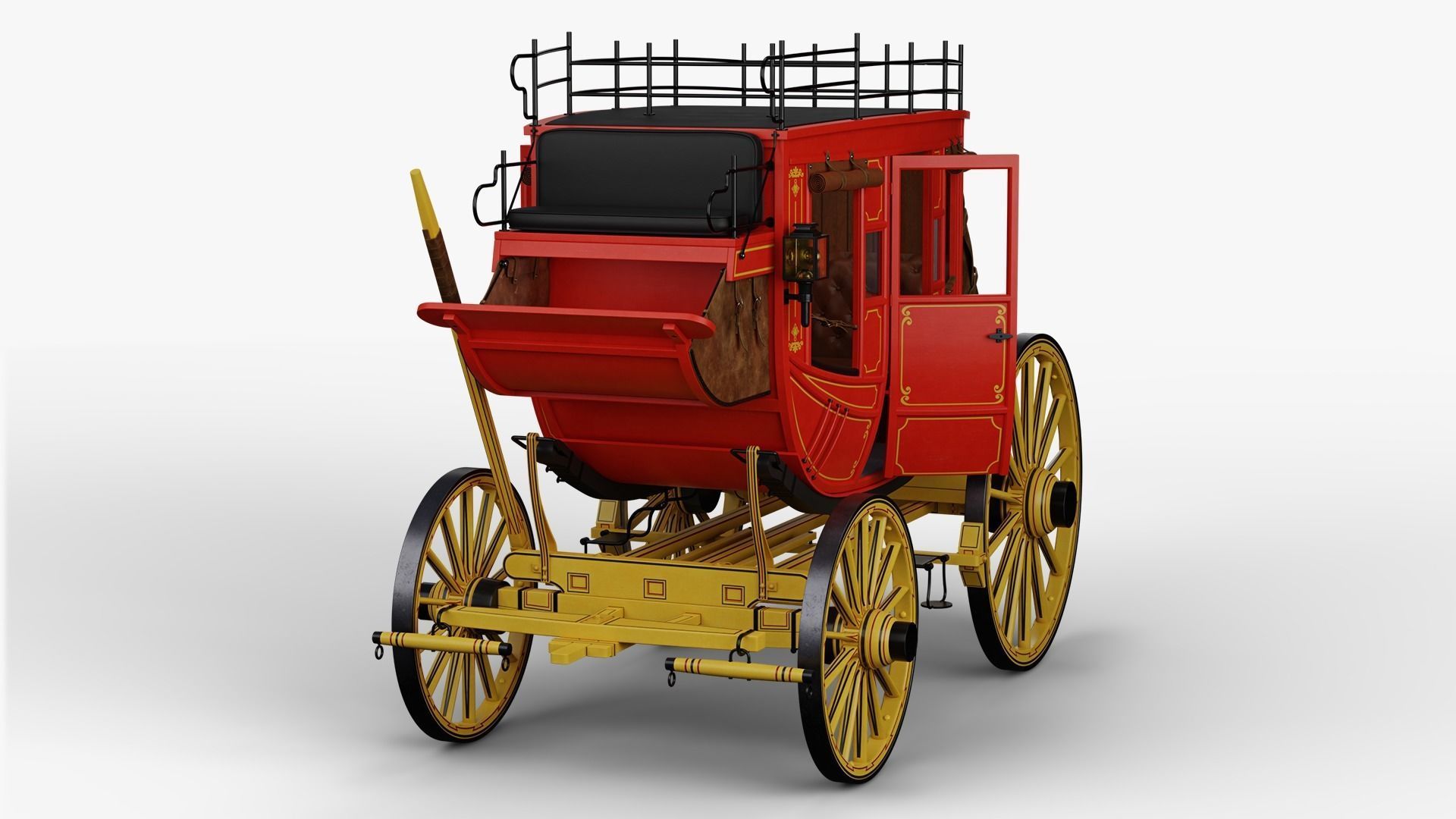 Stagecoach horse drawn carriage 3D model_10