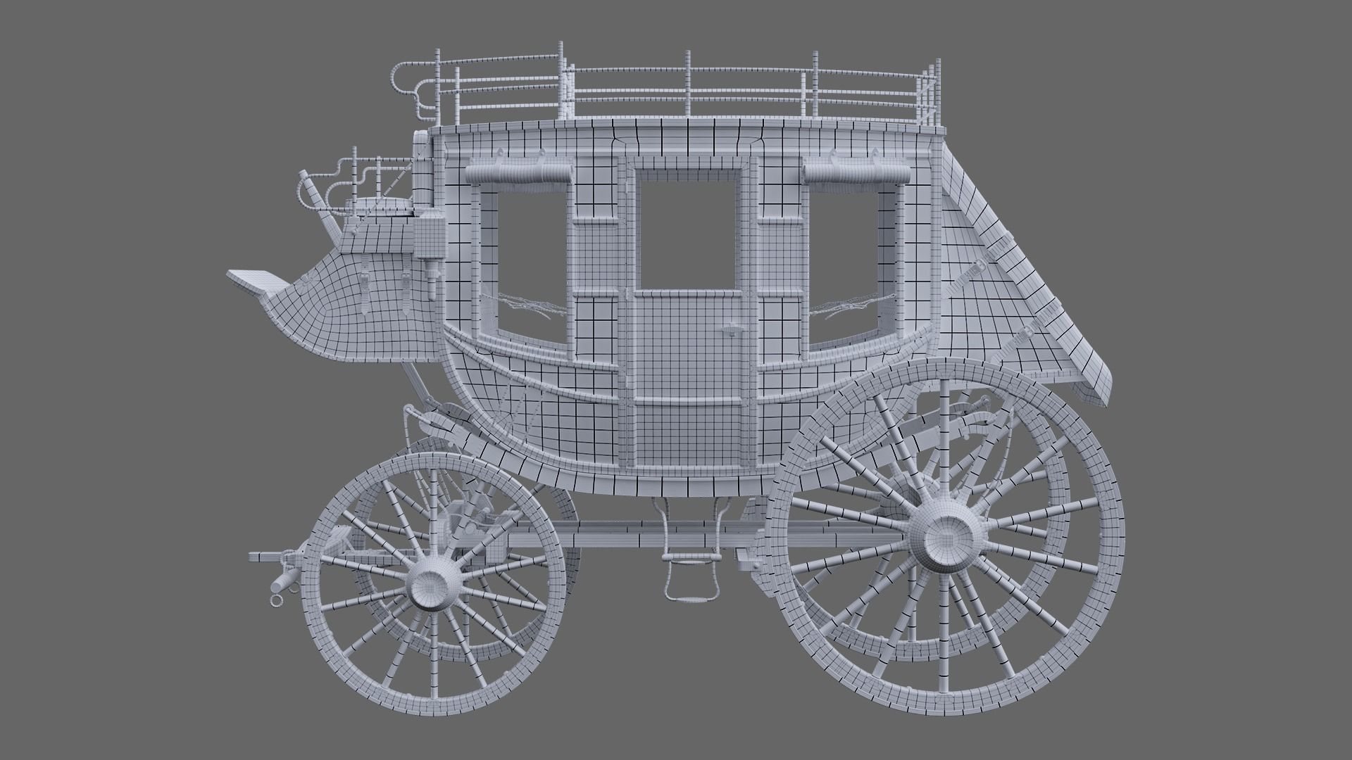 Stagecoach horse drawn carriage 3D model_12