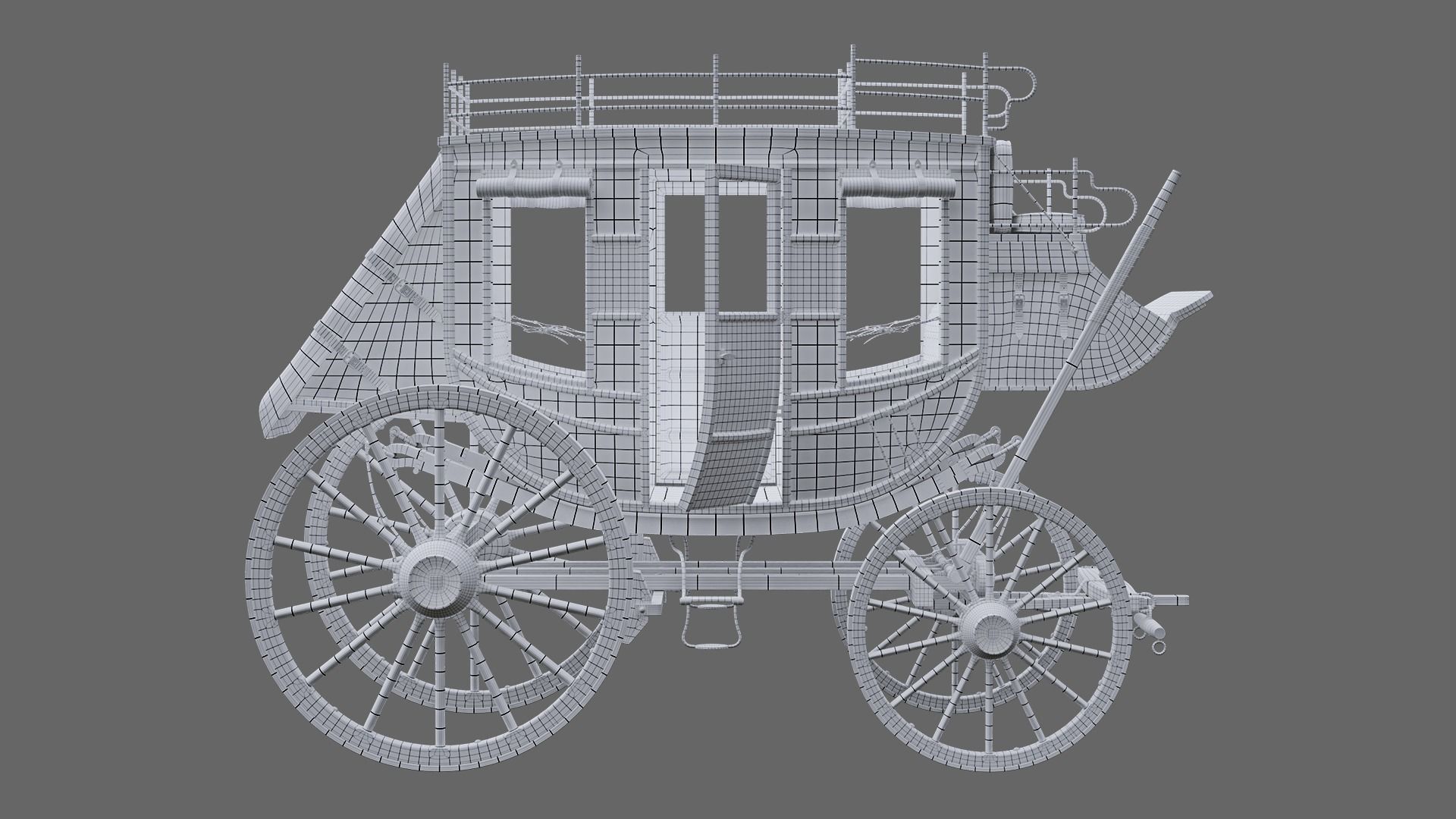 Stagecoach horse drawn carriage 3D model_15