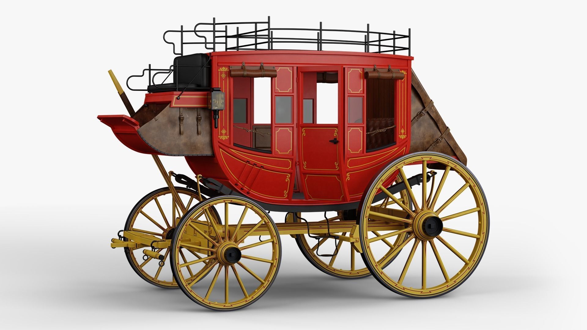 Stagecoach horse drawn carriage 3D model_1