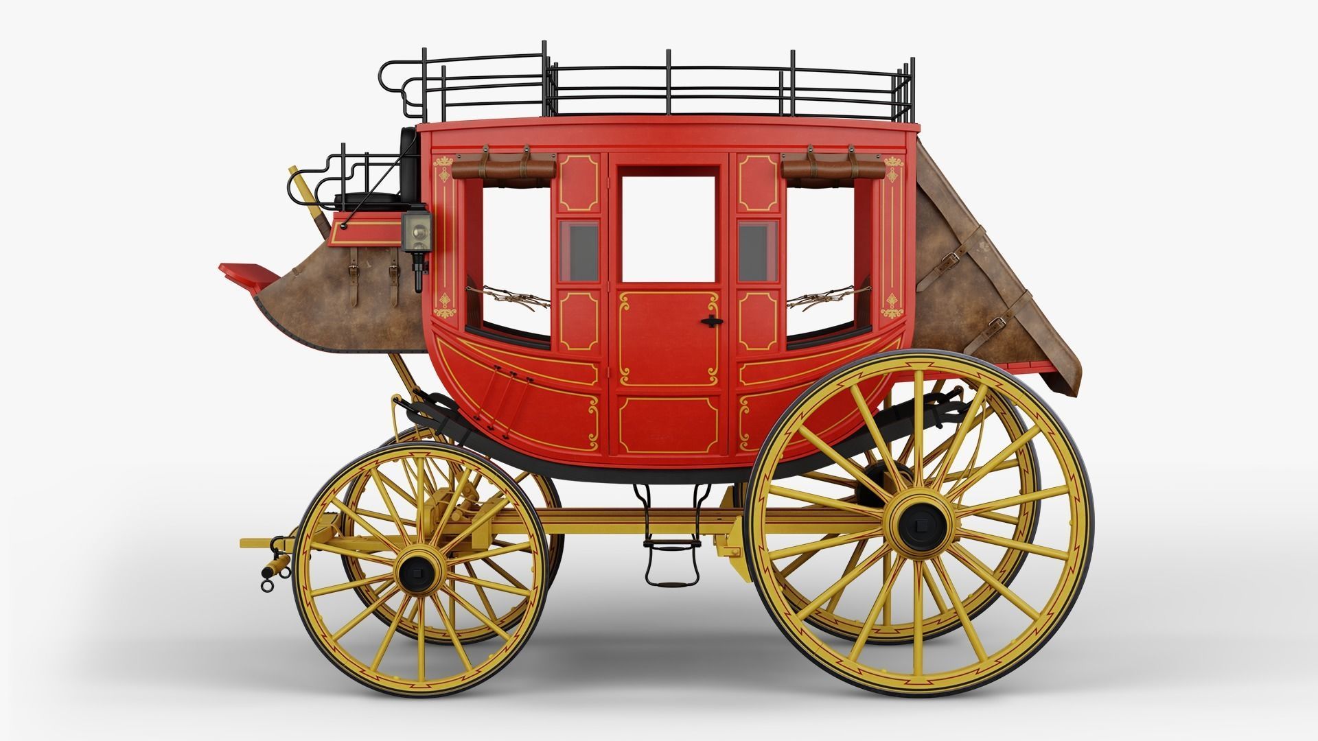 Stagecoach horse drawn carriage 3D model_2