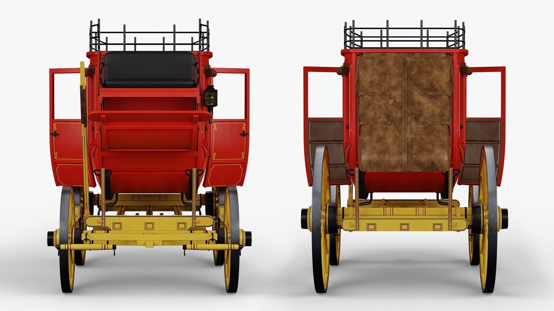 Stagecoach horse drawn carriage 3D model_8