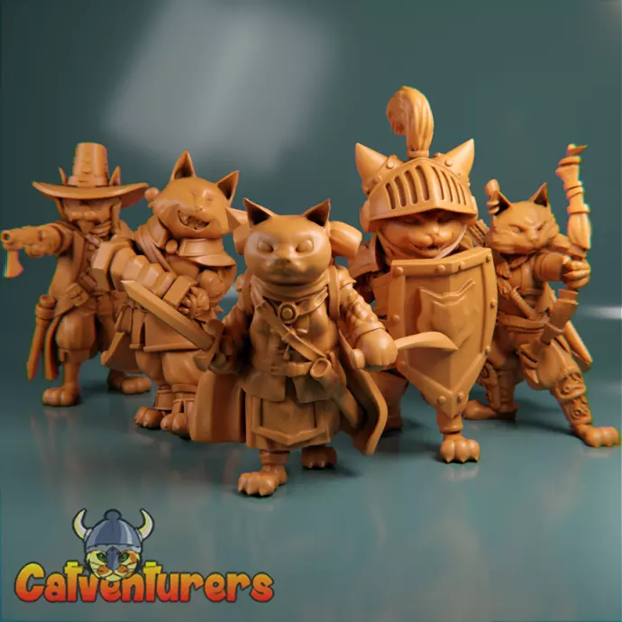 Fantasy Cats RPG Party - The Fellowship of the Meow 3D print model_0