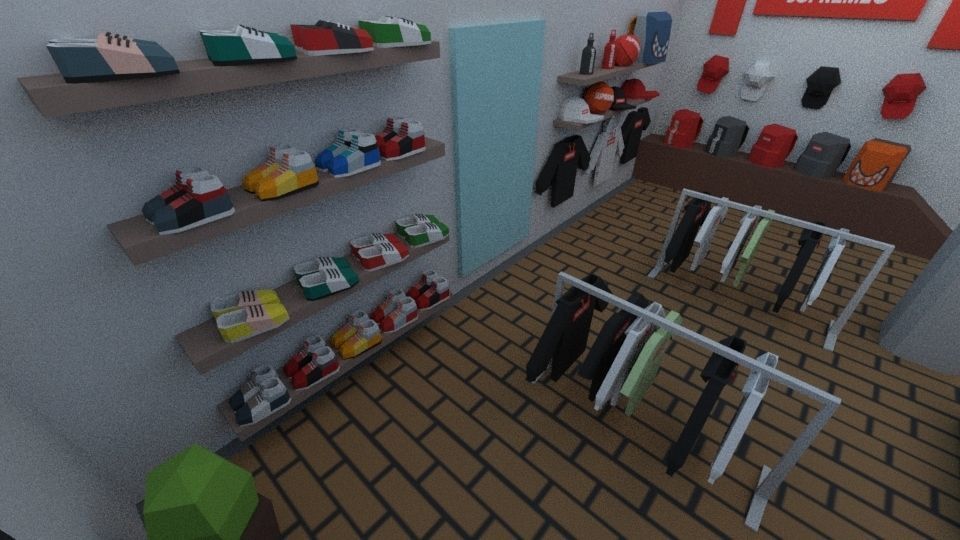 Low poly clothing shop Low-poly 3D model_3