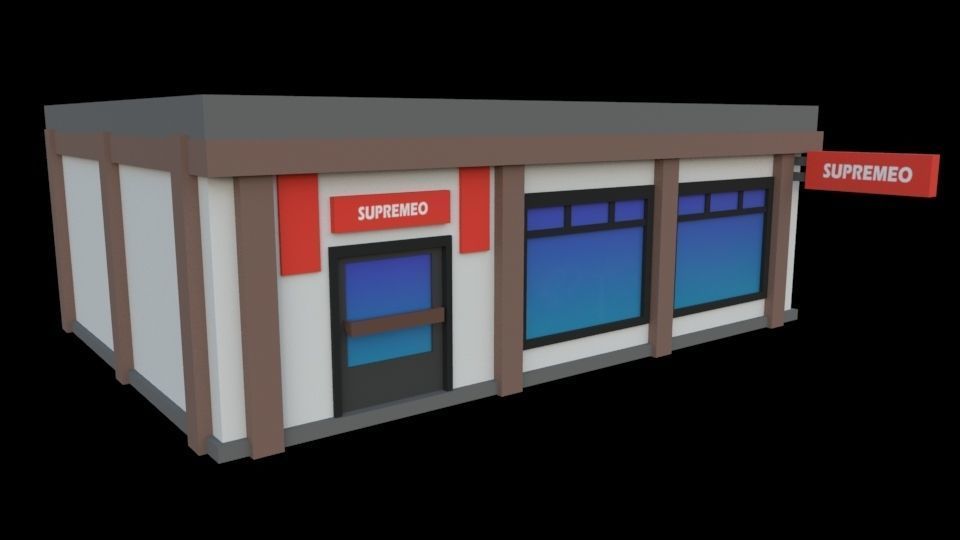 Low poly clothing shop Low-poly 3D model_1