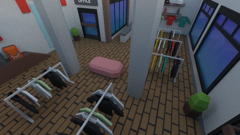 Low poly clothing shop Low-poly 3D model_2