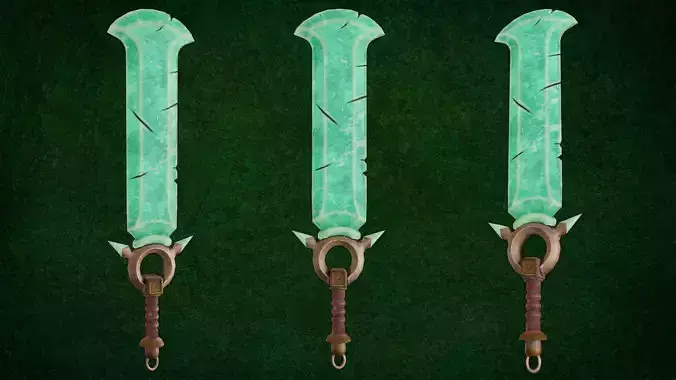 Jade Sword Low-poly 3D model