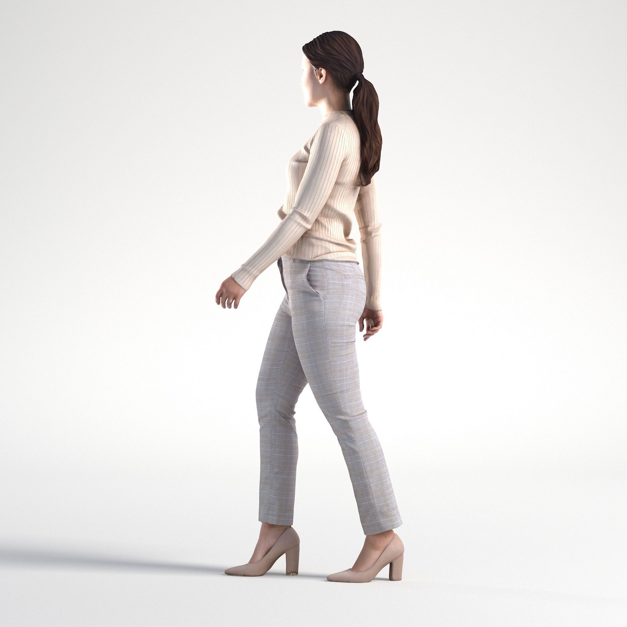 Woman Business Casual Walking Low poly Kelly 1944 3D model_5