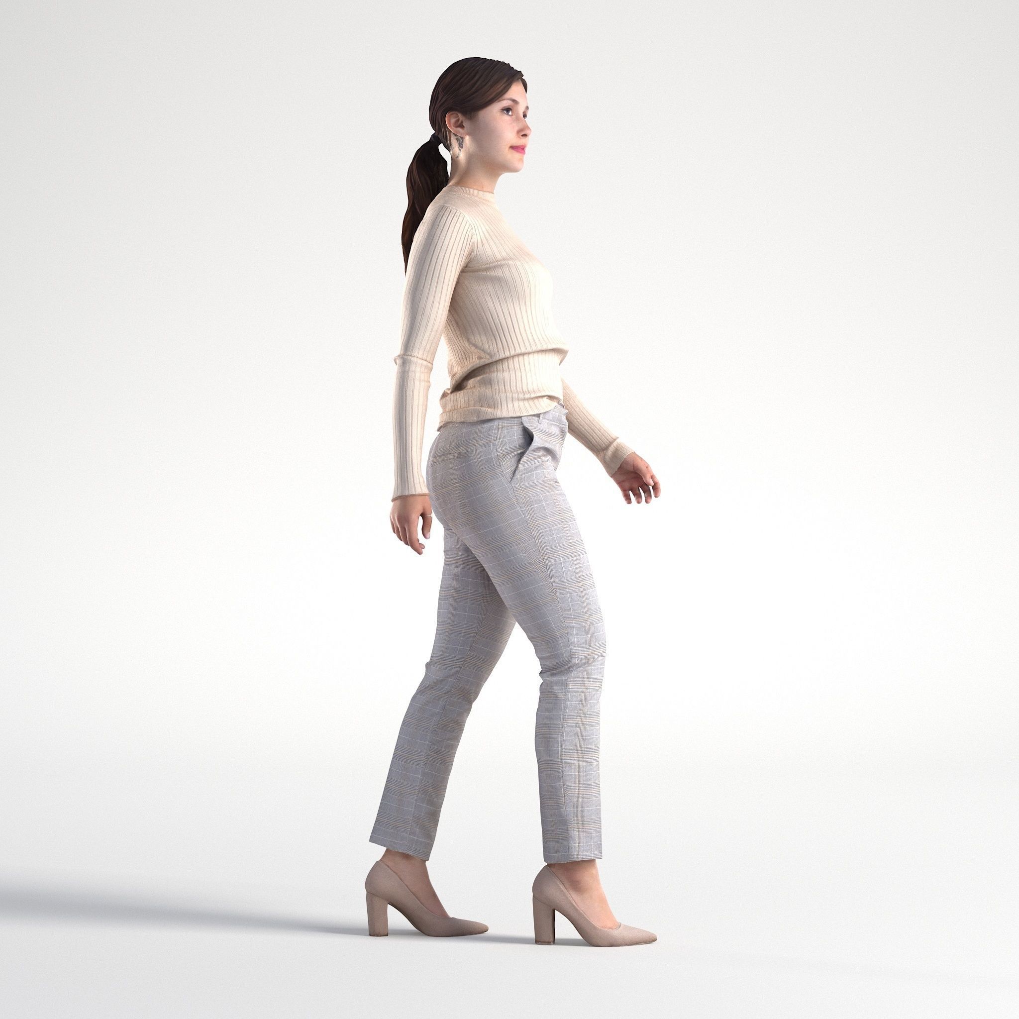 Woman Business Casual Walking Low poly Kelly 1944 3D model_1