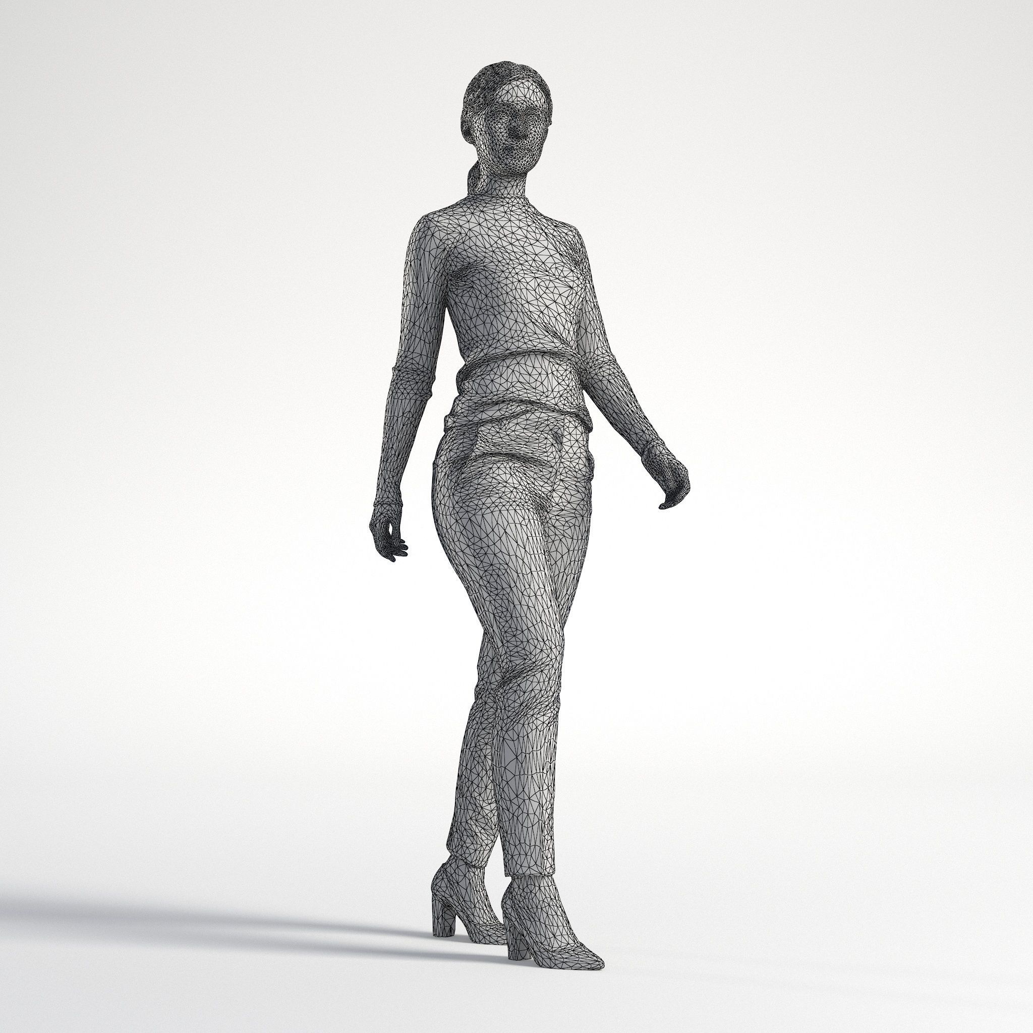 Woman Business Casual Walking Low poly Kelly 1944 3D model_9