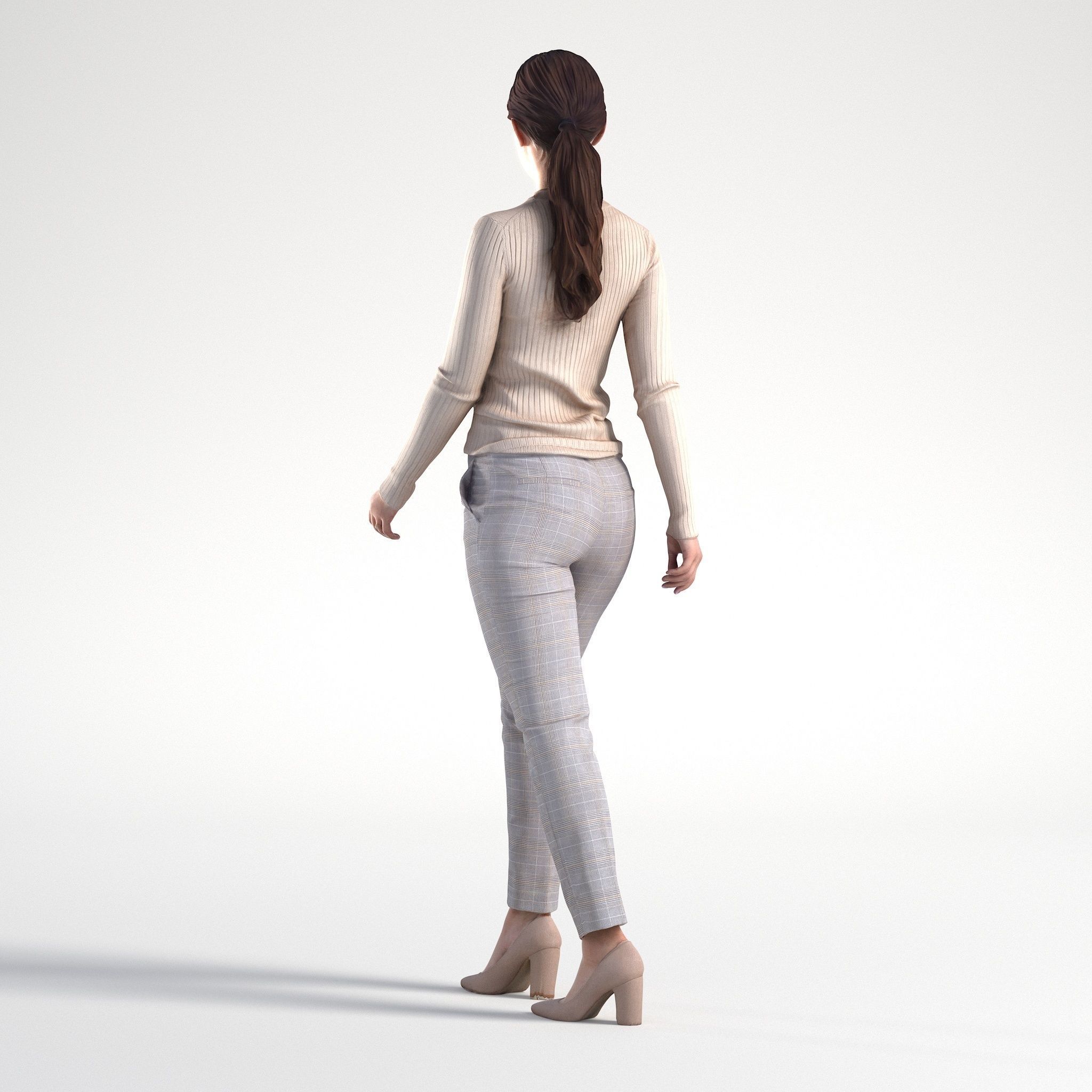 Woman Business Casual Walking Low poly Kelly 1944 3D model_4