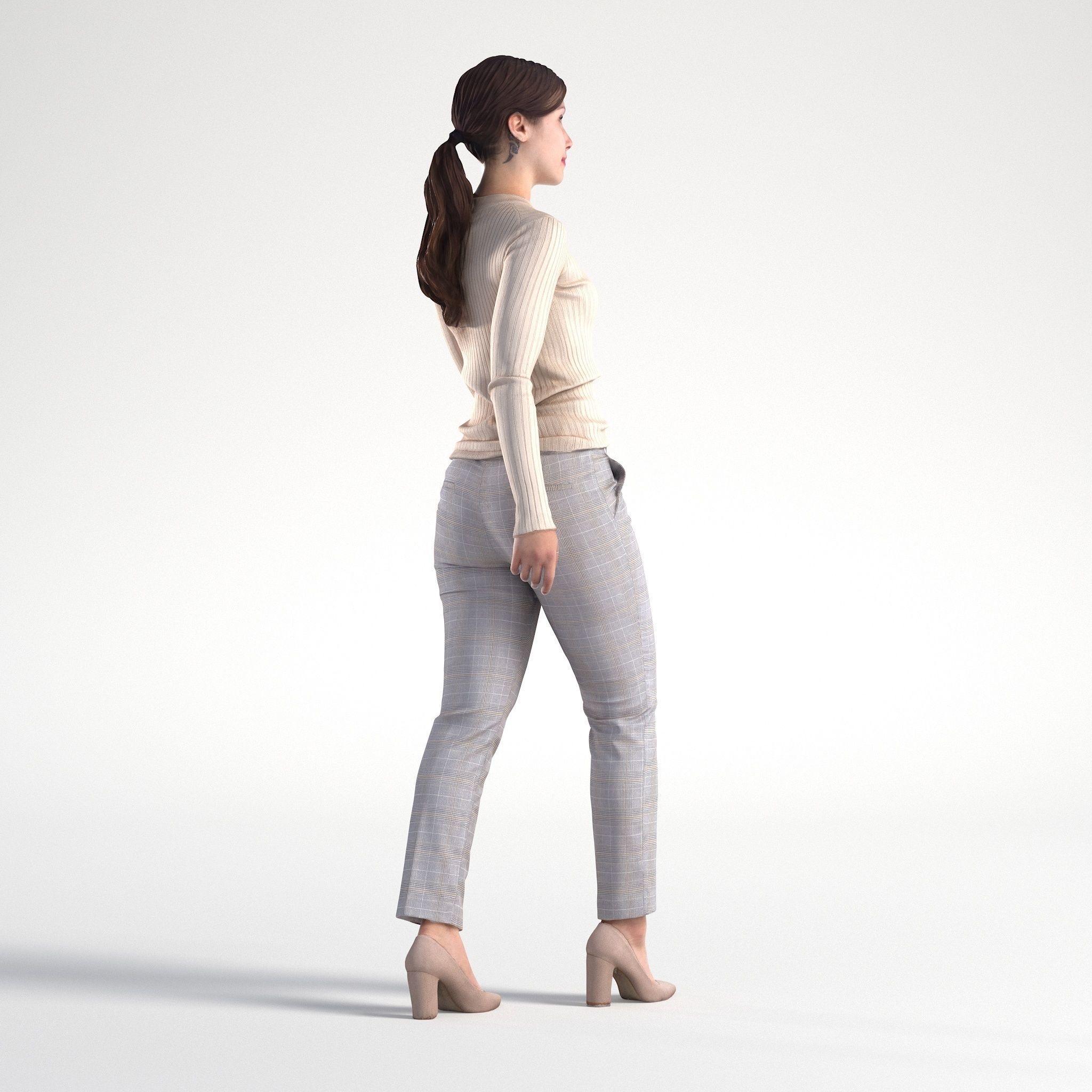 Woman Business Casual Walking Low poly Kelly 1944 3D model_2