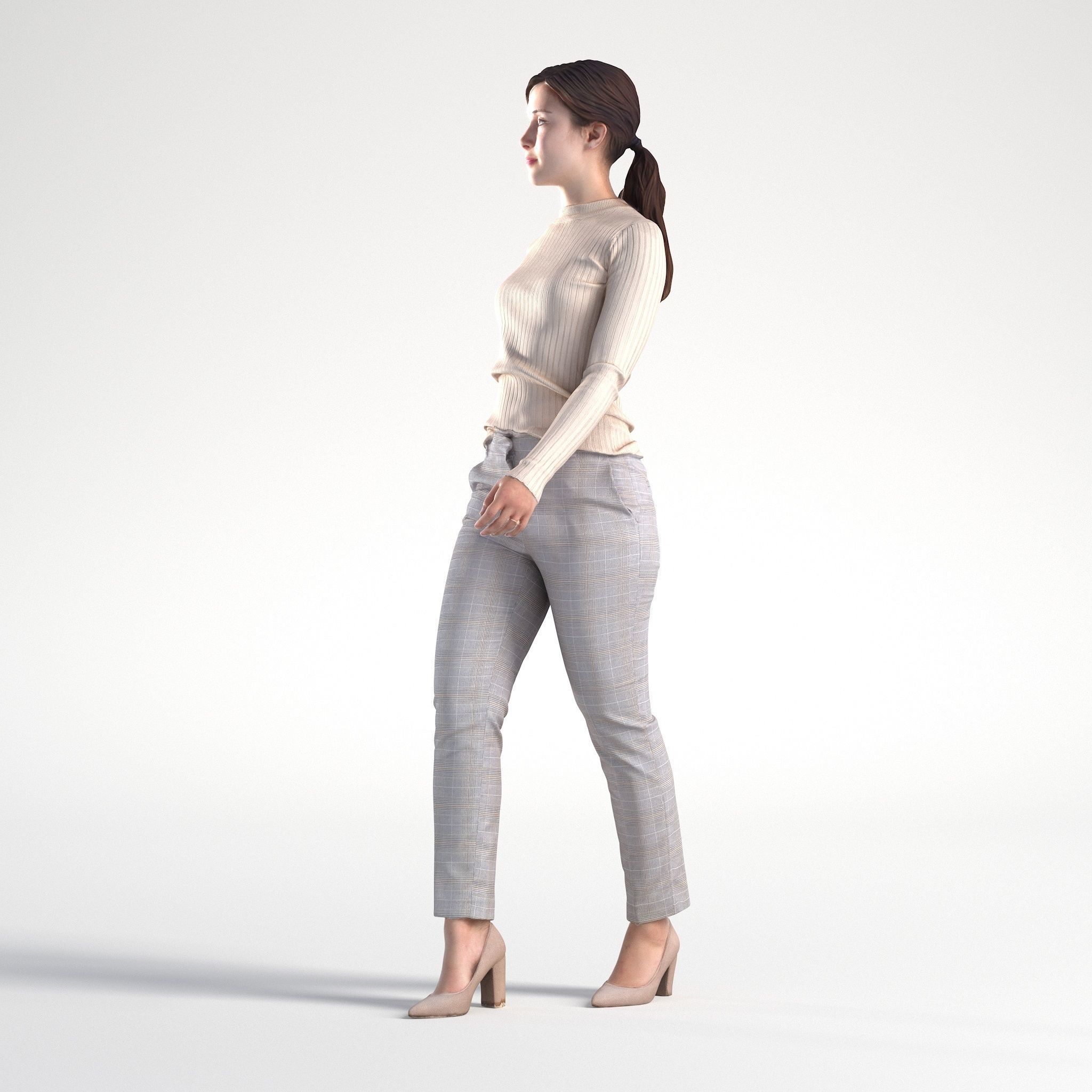 Woman Business Casual Walking Low poly Kelly 1944 3D model_6