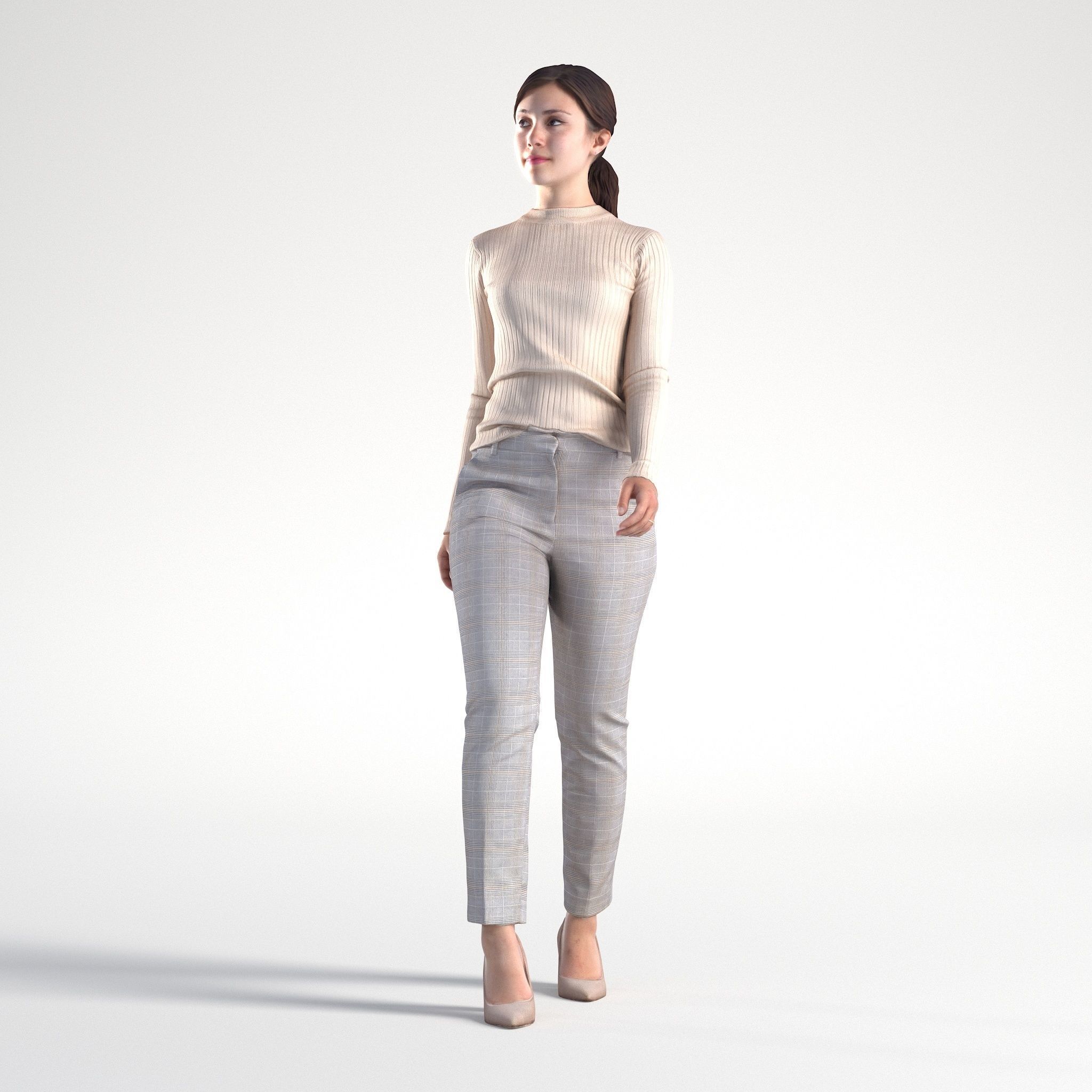 Woman Business Casual Walking Low poly Kelly 1944 3D model_7